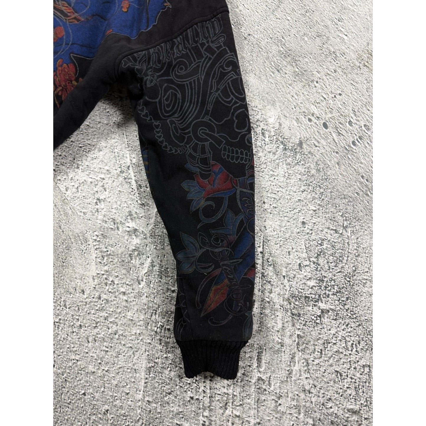 Really Point Y2K vintage zip hoodie black fur Ed Hardy