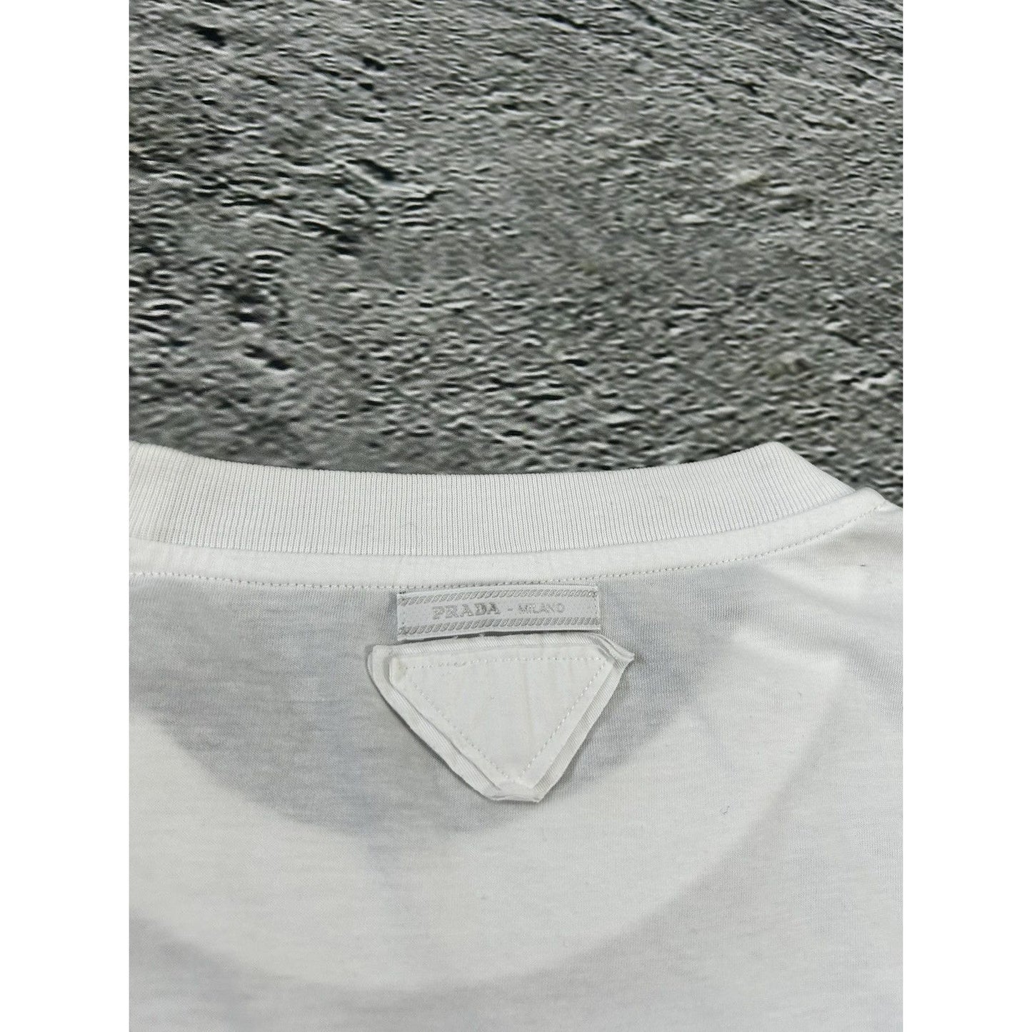 Prada T-shirt white portraits by Richard Haines