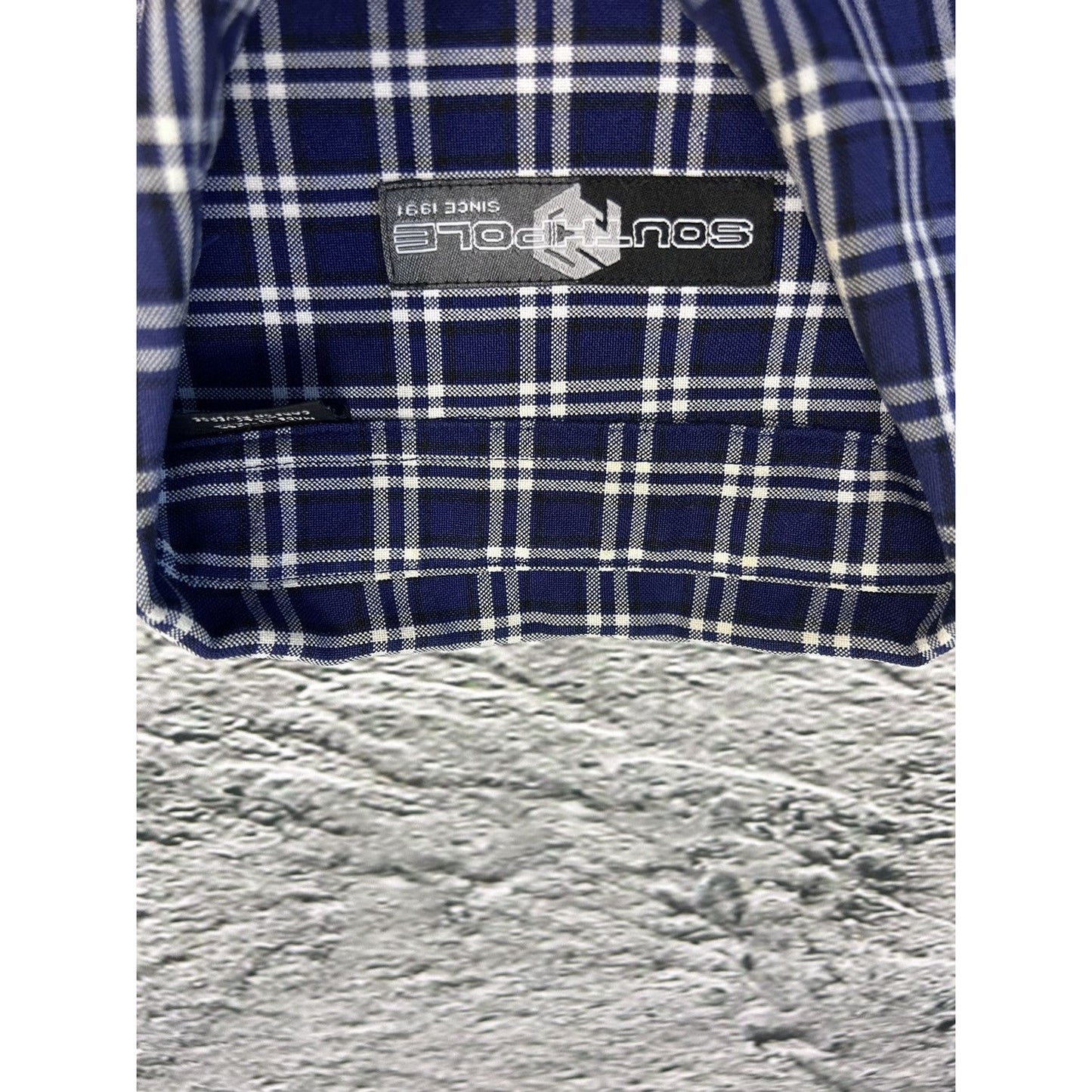 Southpole Vintage Y2K shirt button up blue checkered