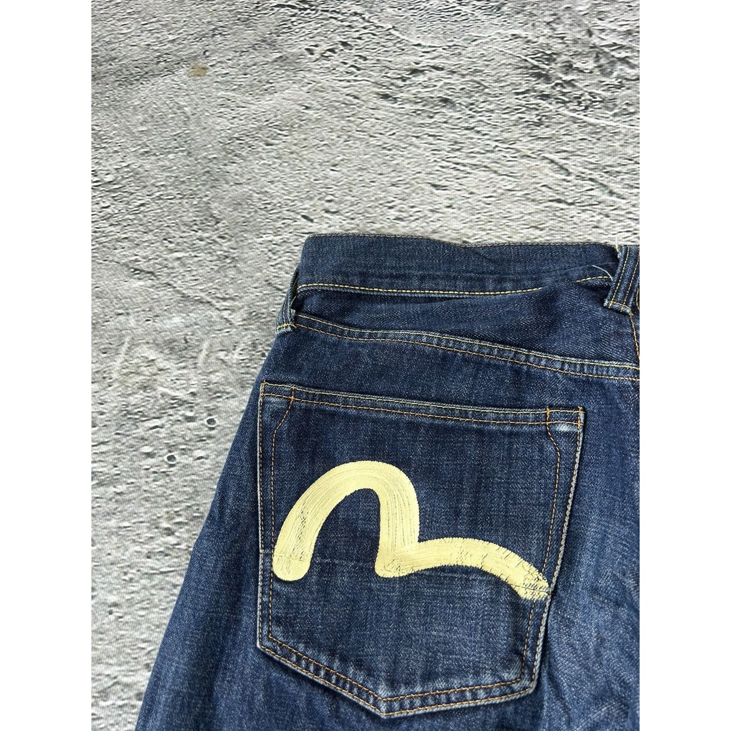 Evisu jeans vintage handpainted seagull logo selvedge denim
