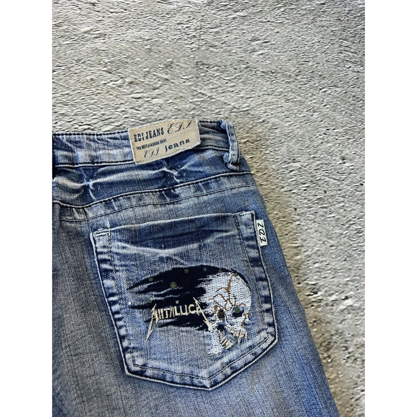 Y2K jeans Metallica denim pants blue Edi Jeans capri