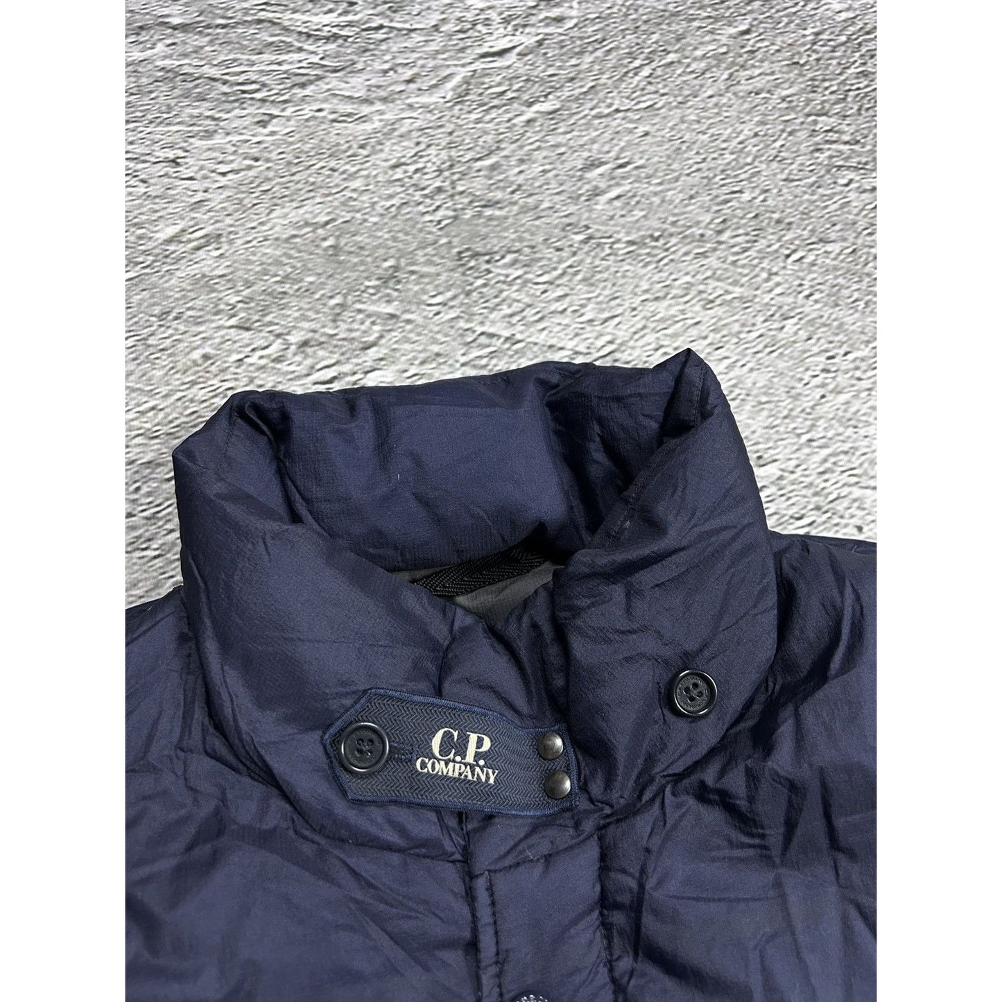C.P. Company down jacket vest navy gillet archive with badge