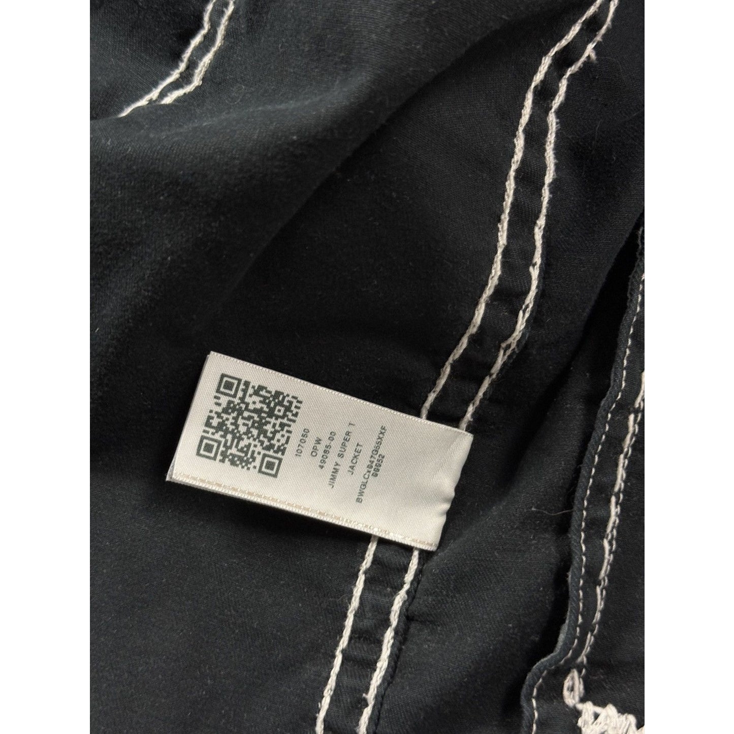 True Religion denim jacket black white fat stithing