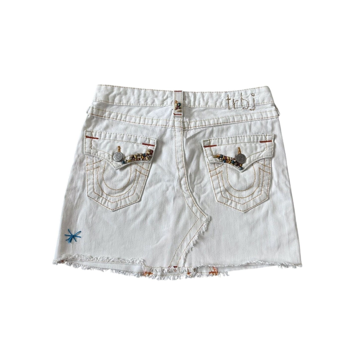 True Religion vintage mini skirt denim white
