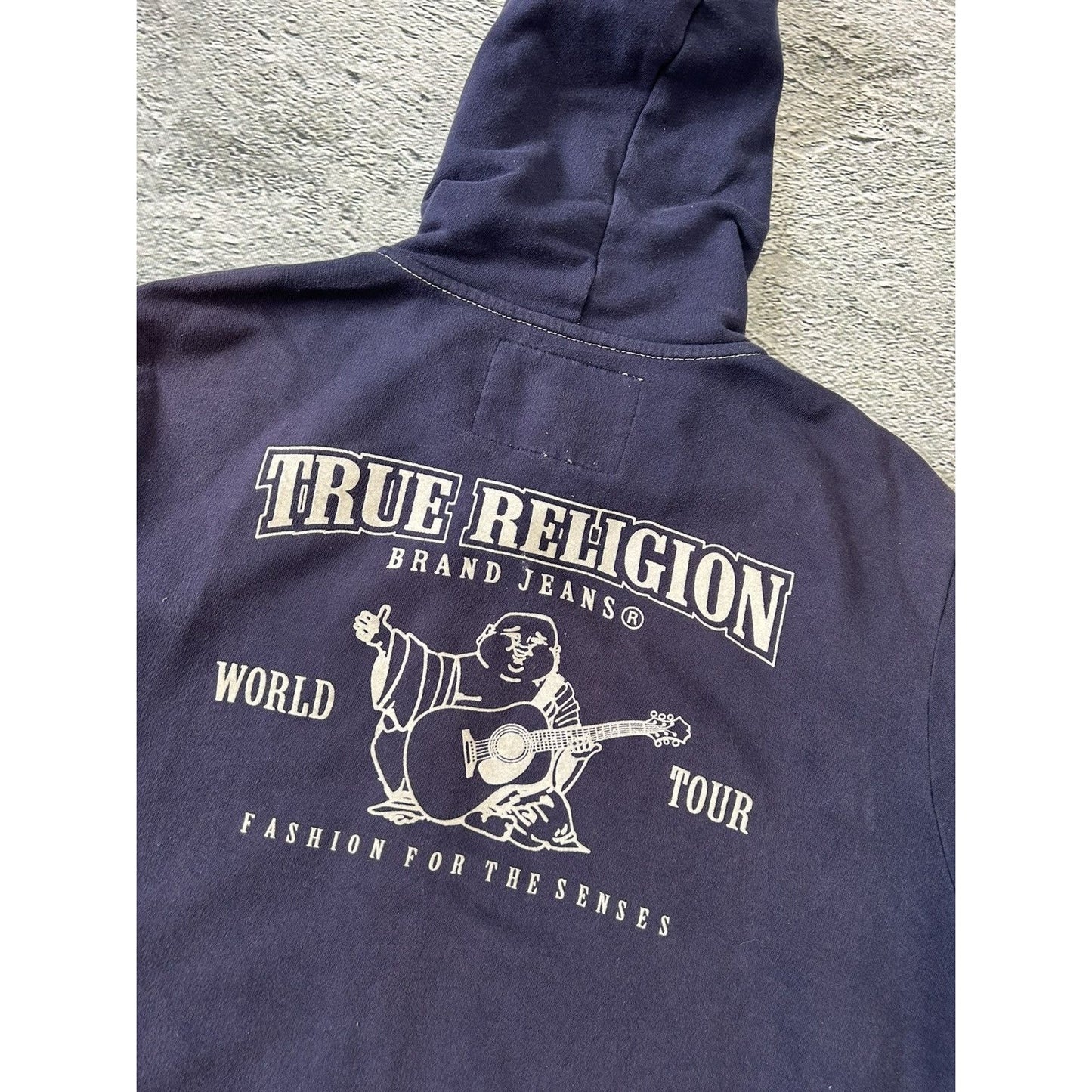 True Religion vintage Navy blue zip hoodie big logo