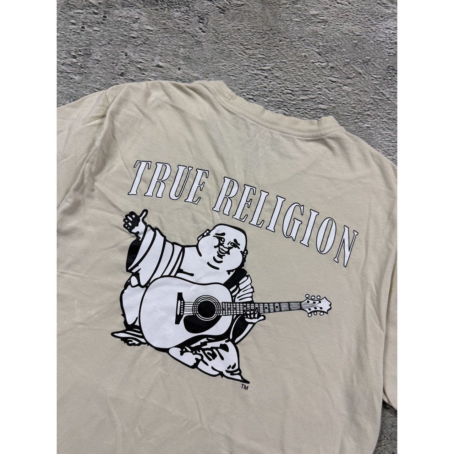 True Religion T-shirt big logo beige