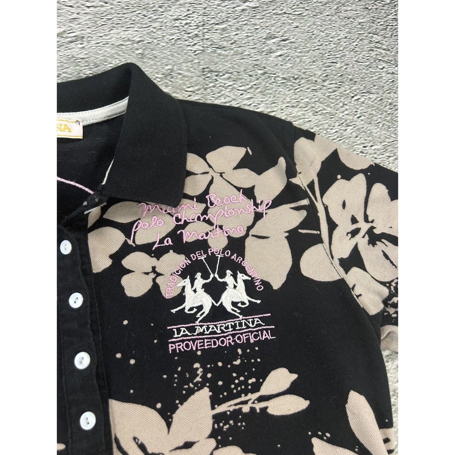 La Martina Polo T-shirt black floral big pony