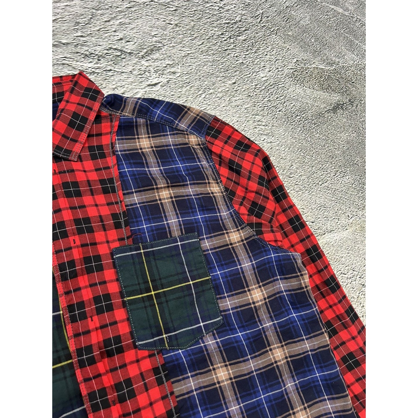 Lanvin shirt patchwork plaid tartan button up flannel runway