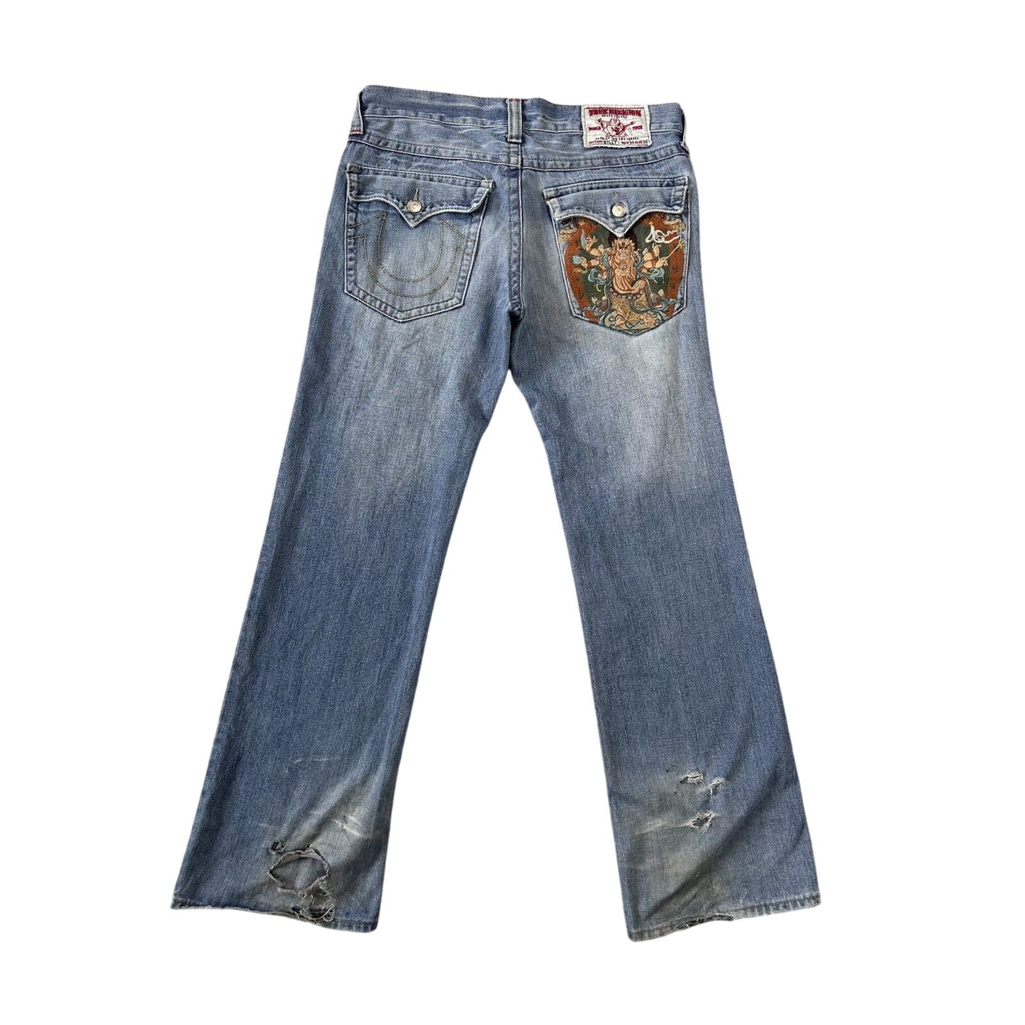 True Religion blue jeans Billy embroidery big logo Y2K denim