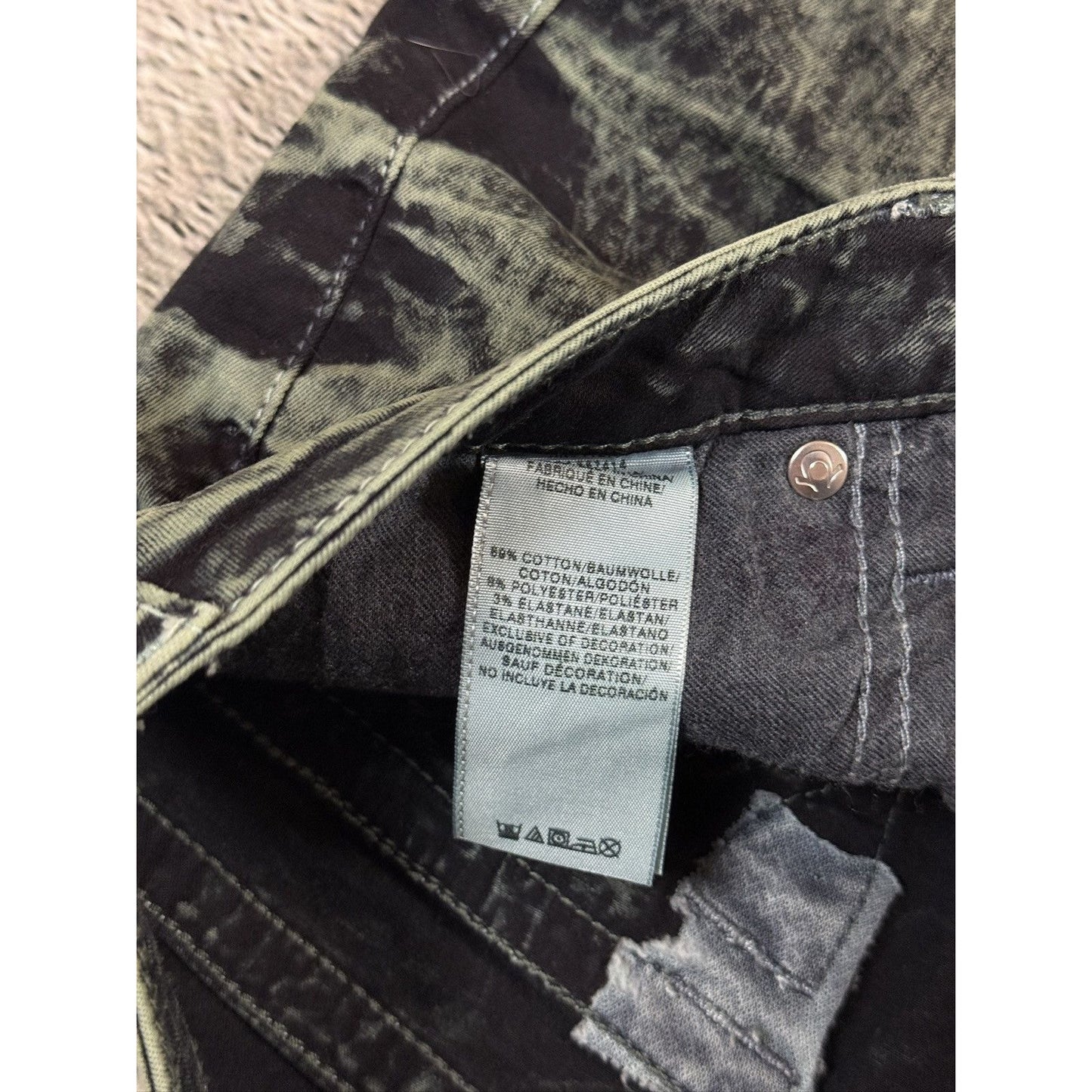True Religion jeans skinny marble camo khaki green