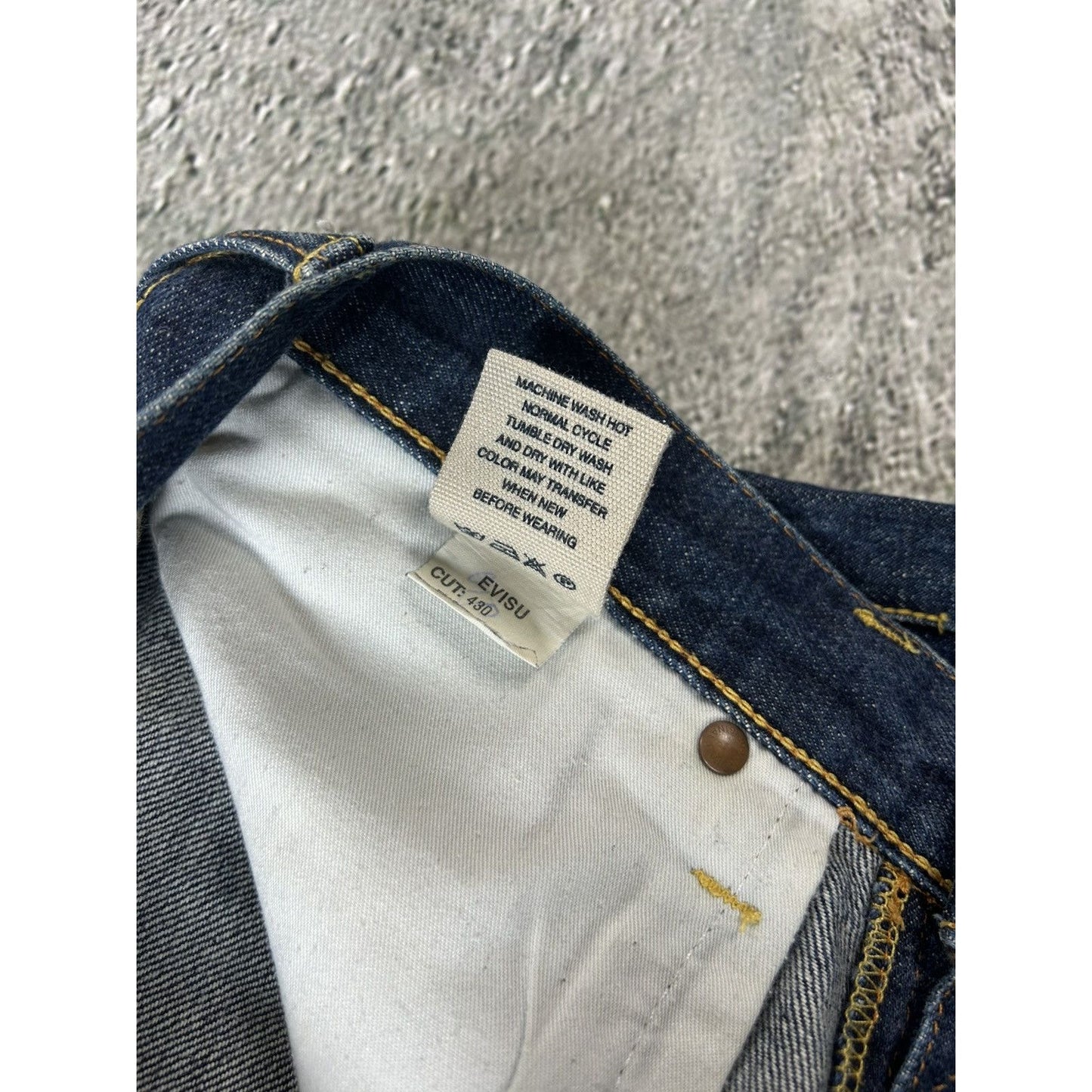 Evisu jeans vintage handpainted seagull logo selvedge denim