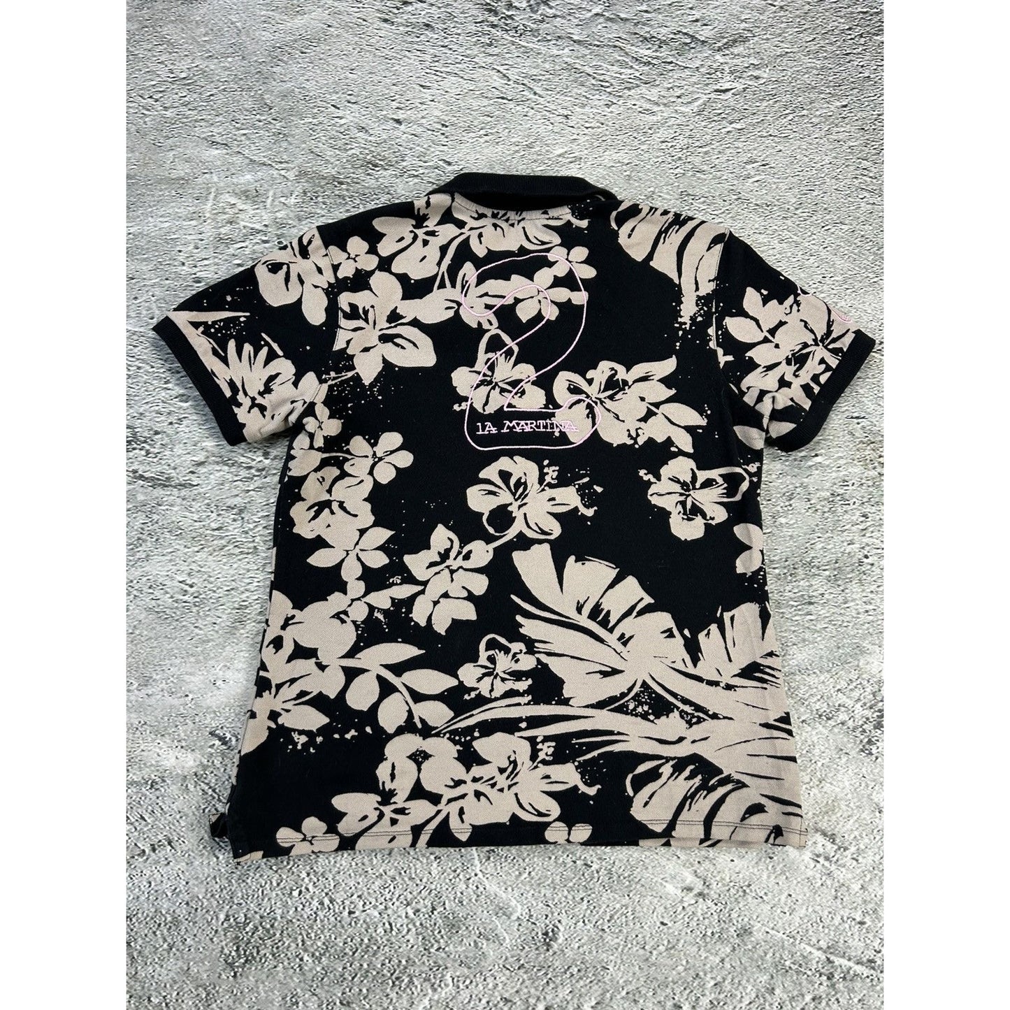 La Martina Polo T-shirt black floral big pony
