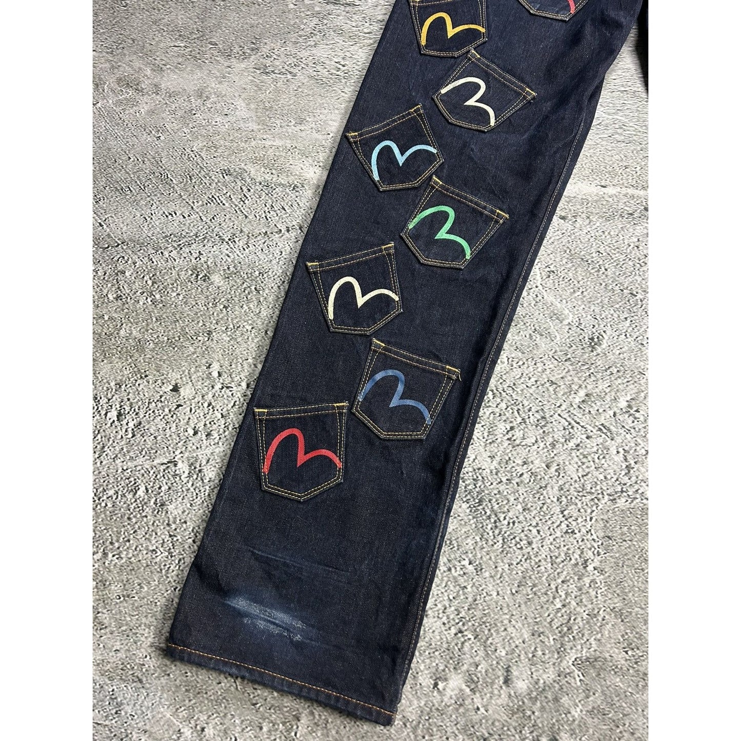 Evisu multipocket jeans multicolor vintage selvedge denim