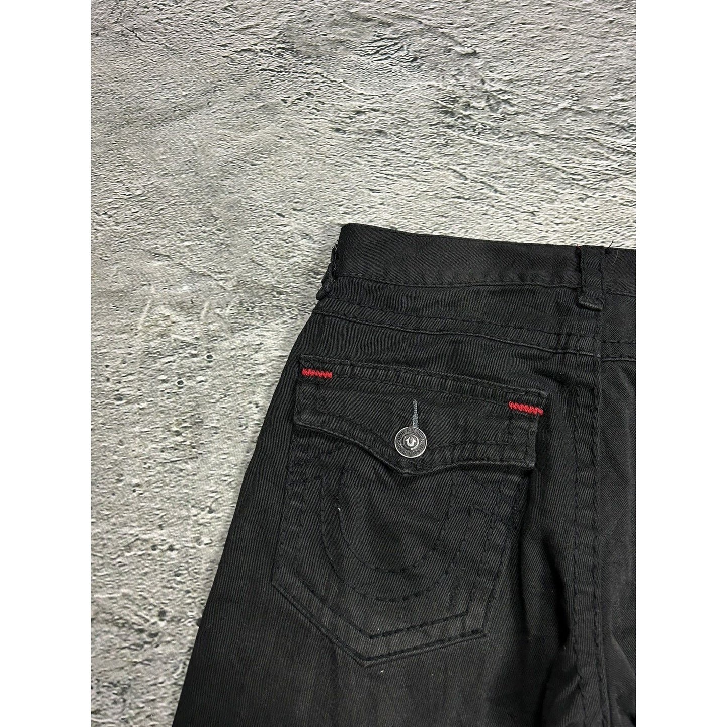 True Religion vintage black jeans Ricky red thick stitching