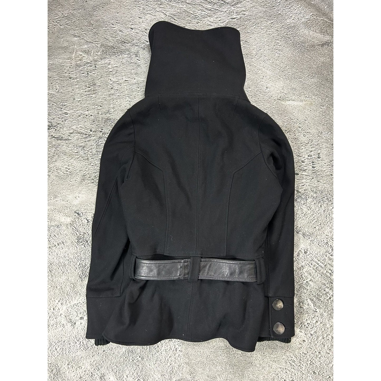 Minus coat black wool viscose leather