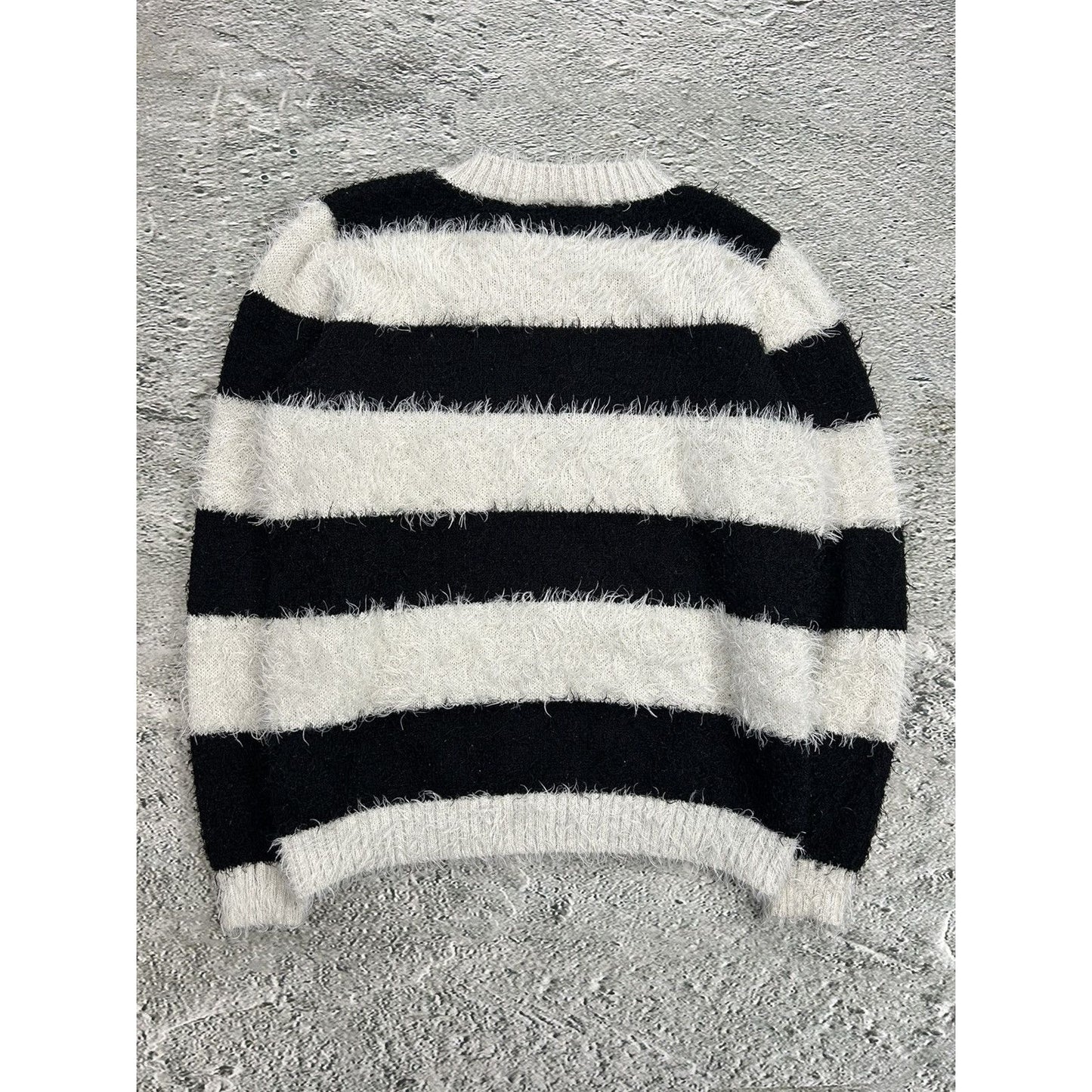Milk Copenhagen Mohair Sweater Striped Black White Hairy