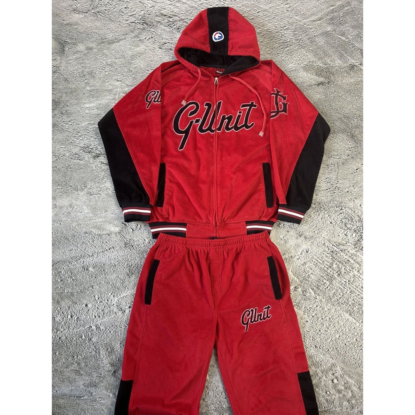 G Unit Track Suit red big logo vintage velour set 50 Cent