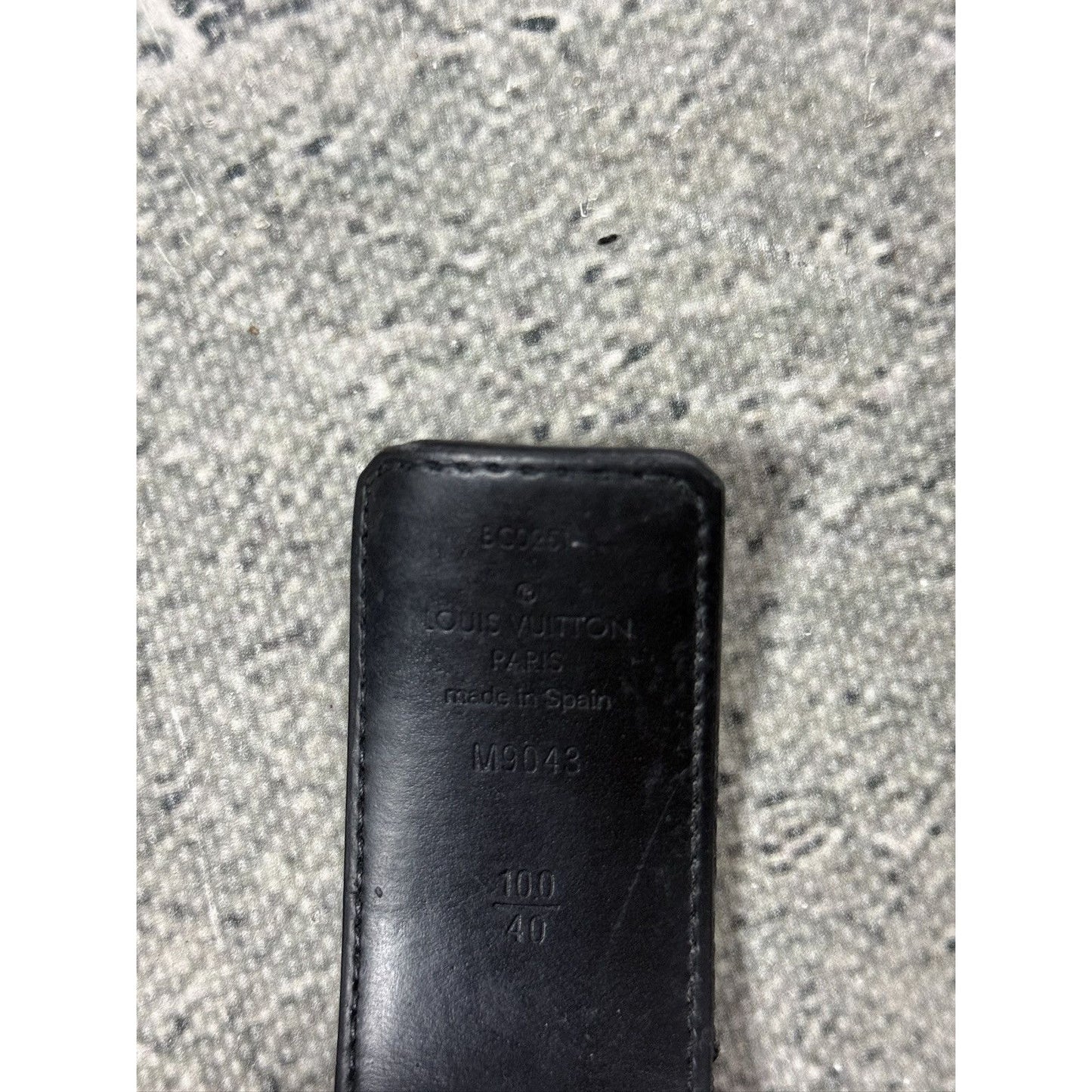 Louis Vuitton belt silver big buckle black LV monogram