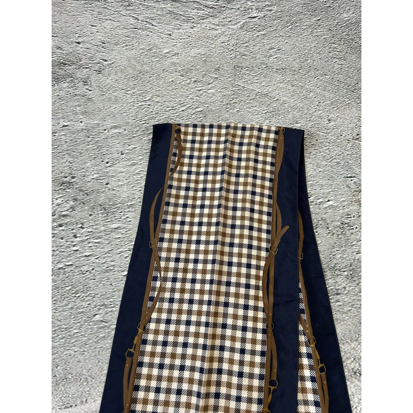Aquascutum vintage scarf nova check navy brown London