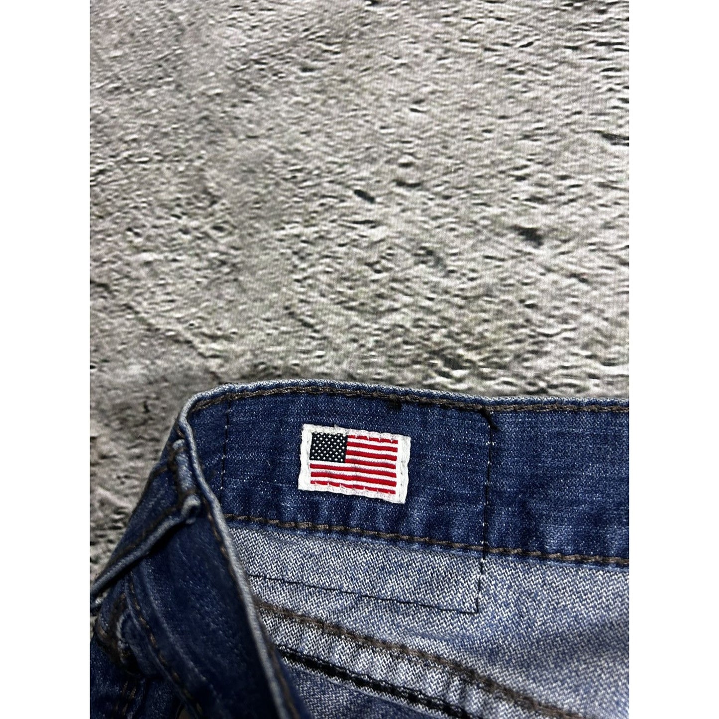 True Religion navy jeans black thick stitching Bobby