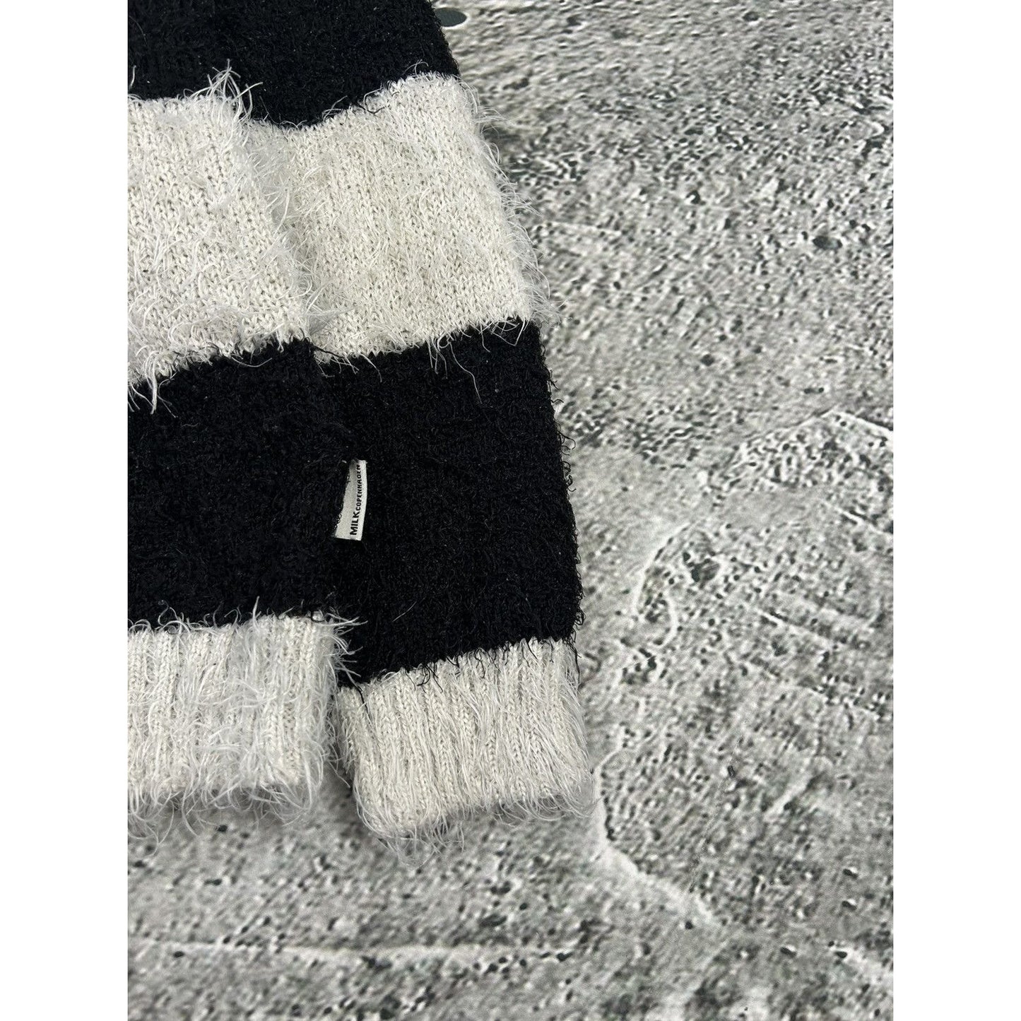 Milk Copenhagen Mohair Sweater Striped Black White Hairy