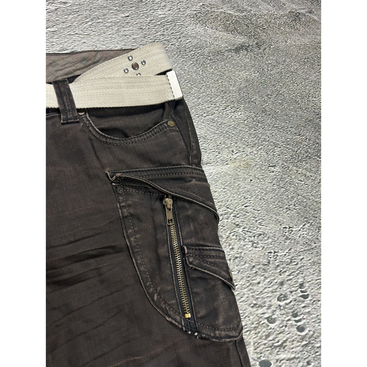 Y2K jeans flared brown cargo