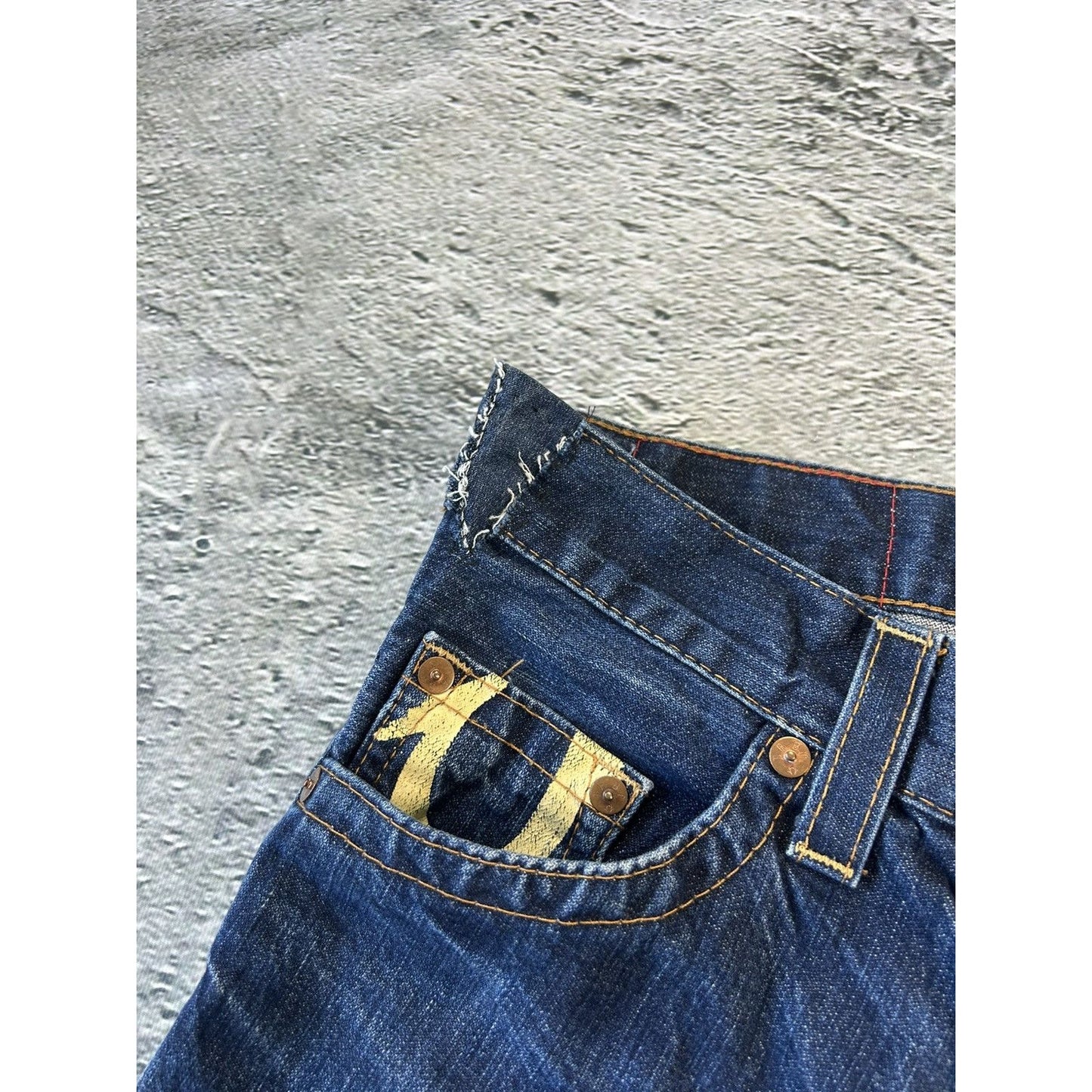 True Religion jeans big logo painted blue Y2K