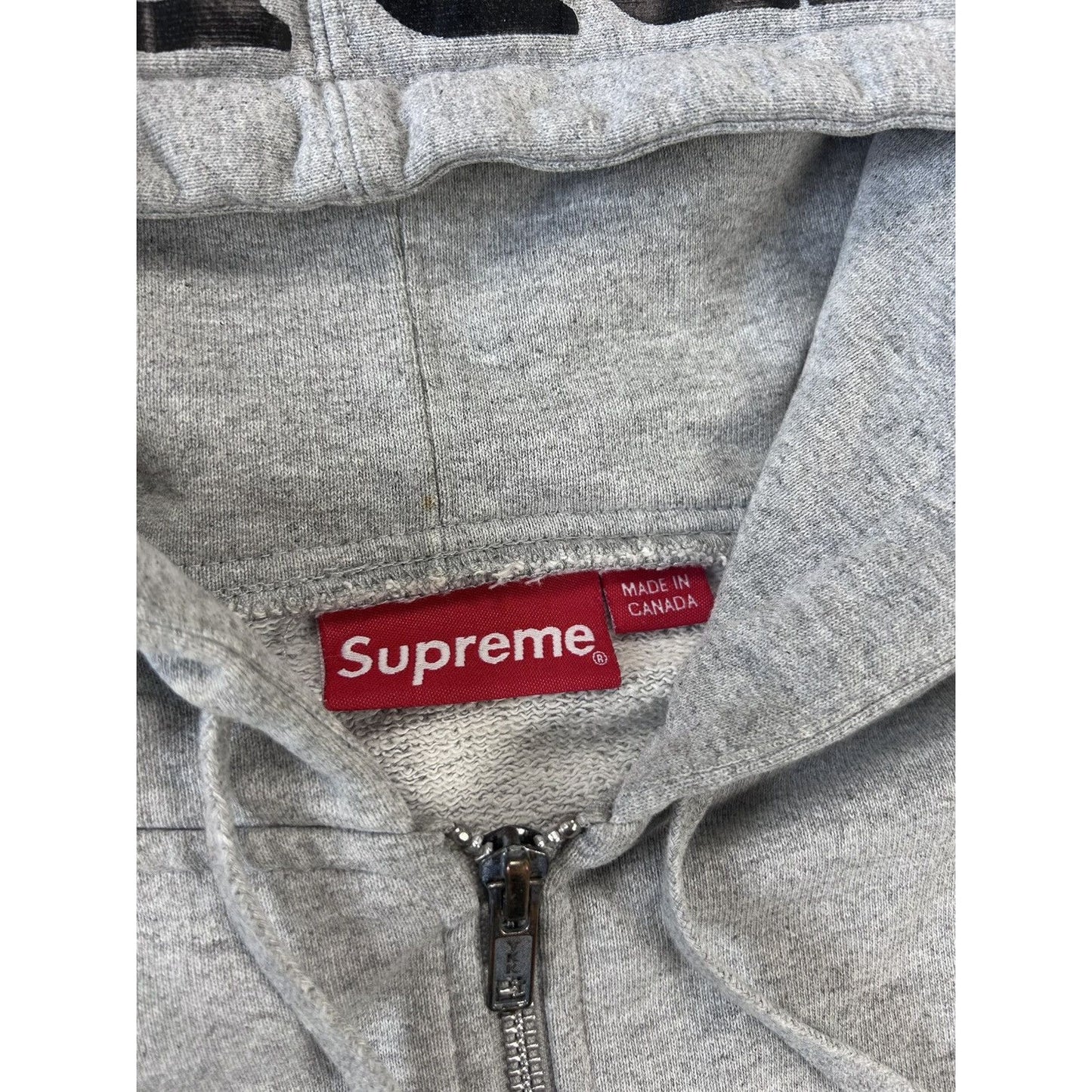 Supreme zip hoodie foil hood logo 2015 grey