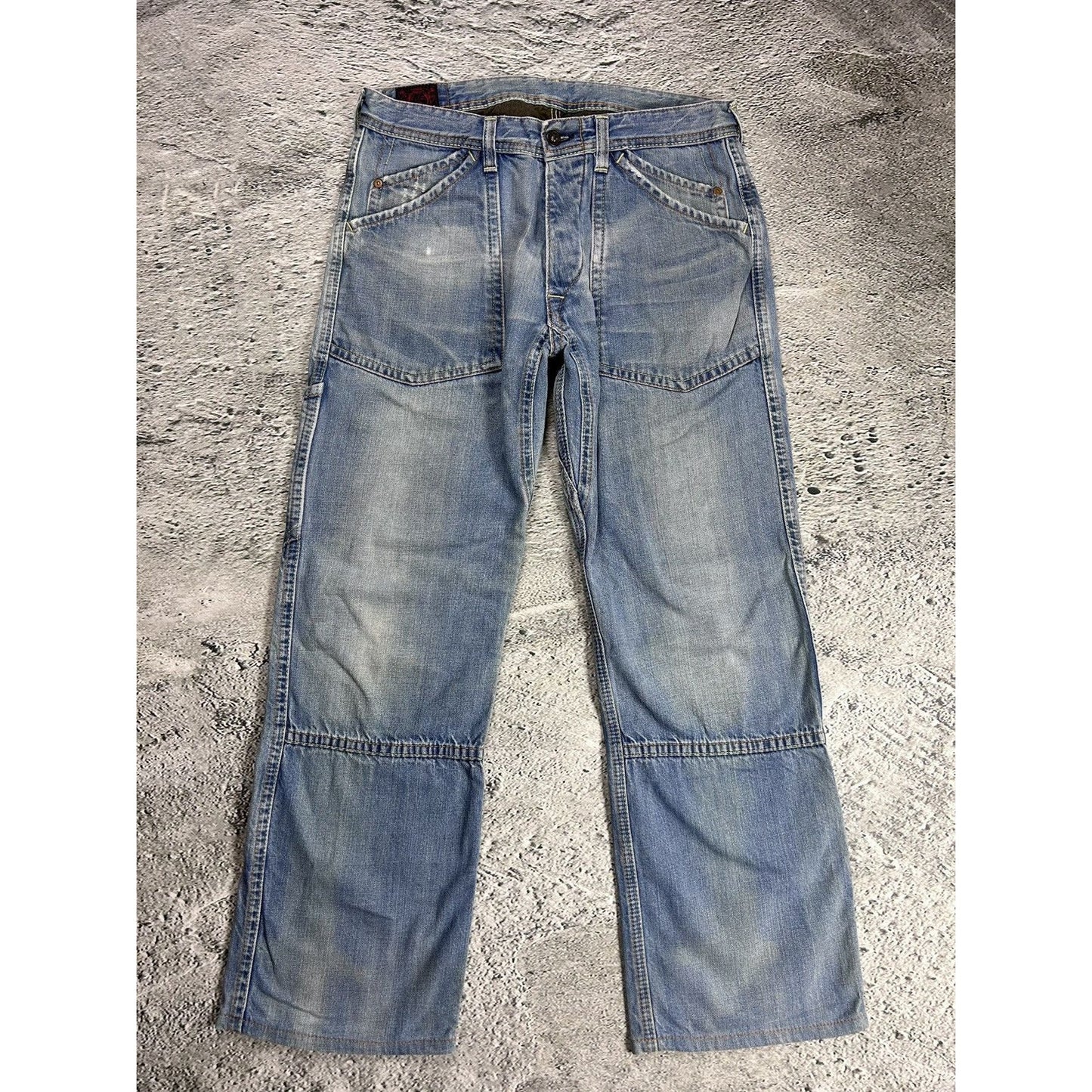 Evisu EU ED jeans vintage denim pants cargo baby blue Y2K