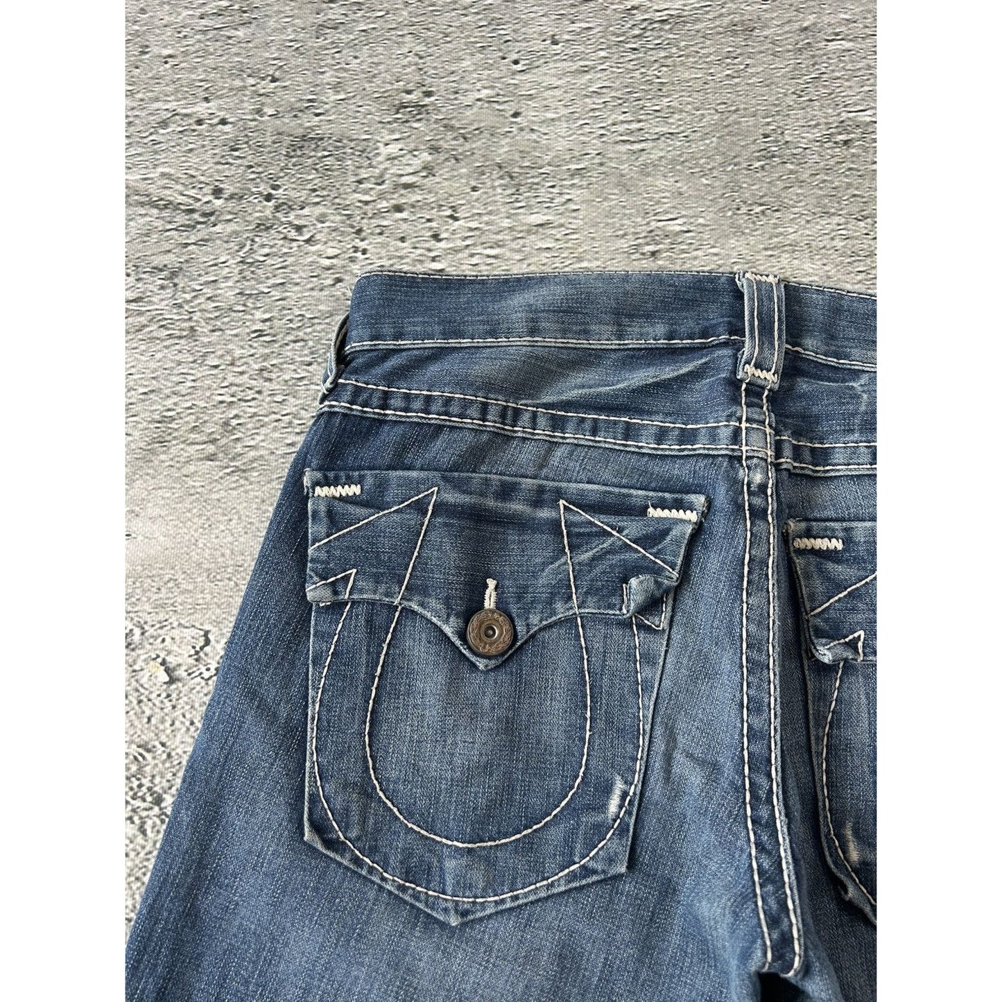 True Religion vintage navy jeans Joey thick stitching flared