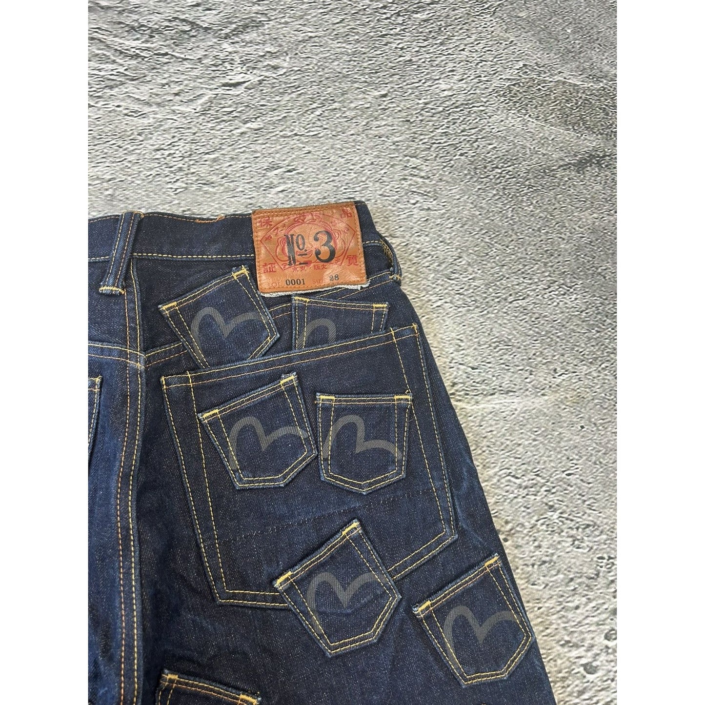 Evisu multipocket jeans front logo rare sample black
