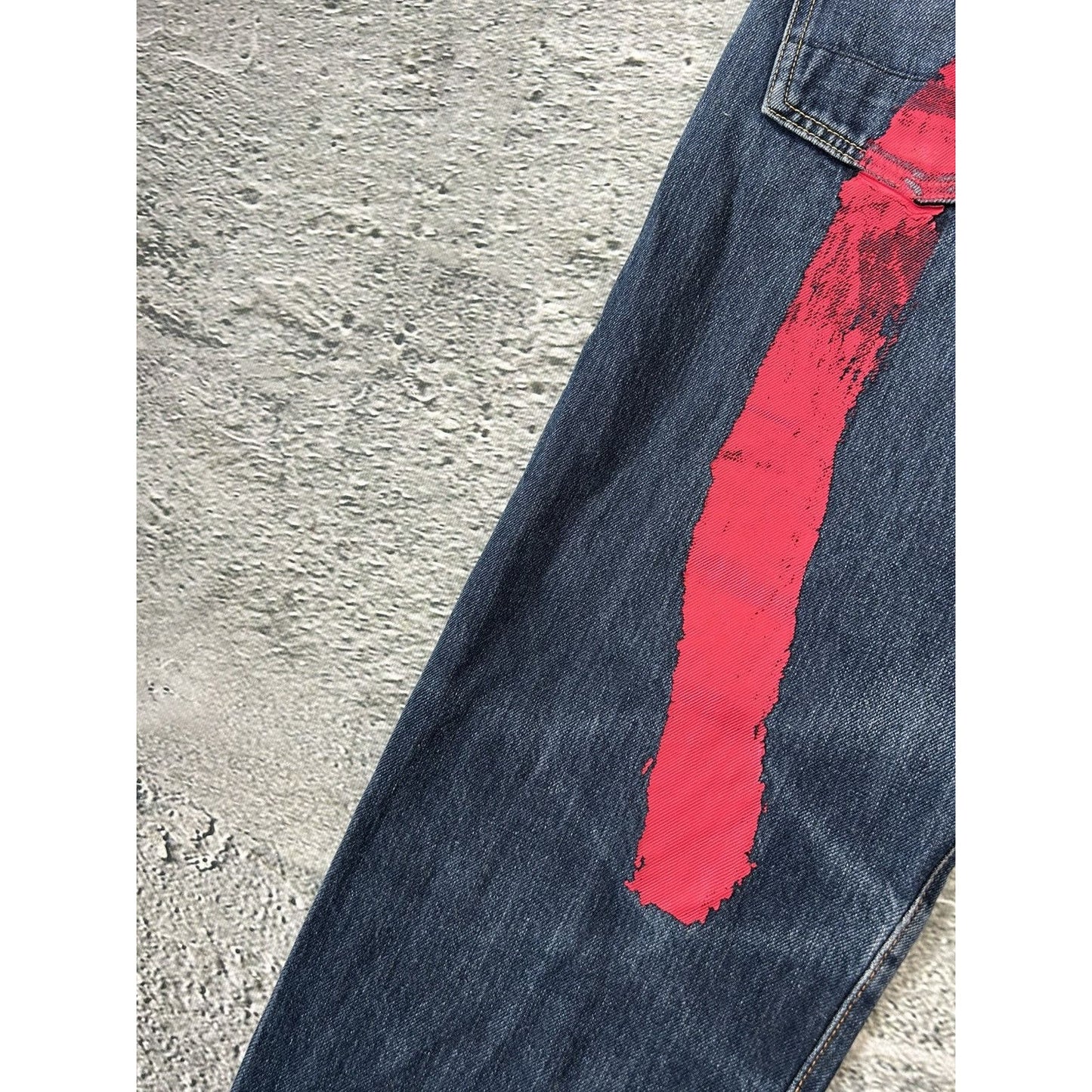 Evisu jeans red daicock big logo selvedge navy denim