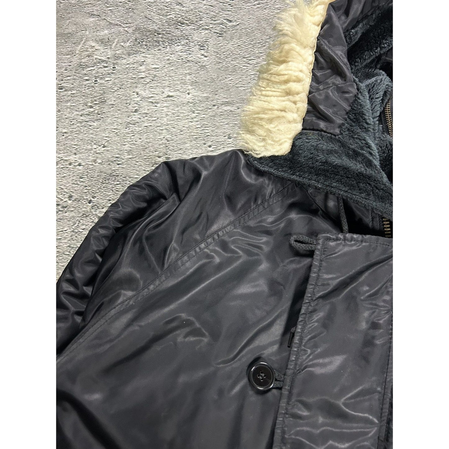 Vintage bomber jacket with fur hooded full zip