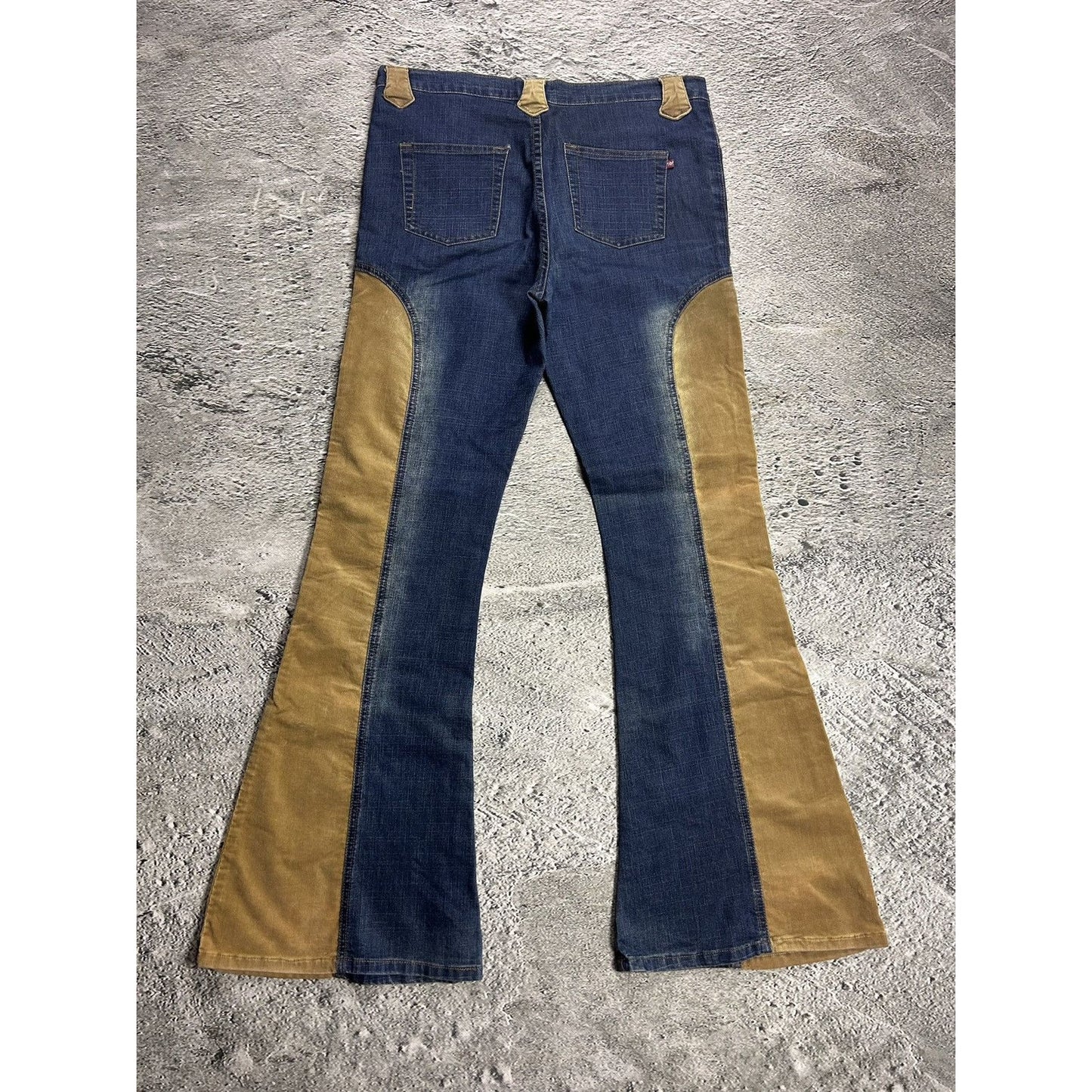 Y2K jeans flared bootcut corduroy navy beige