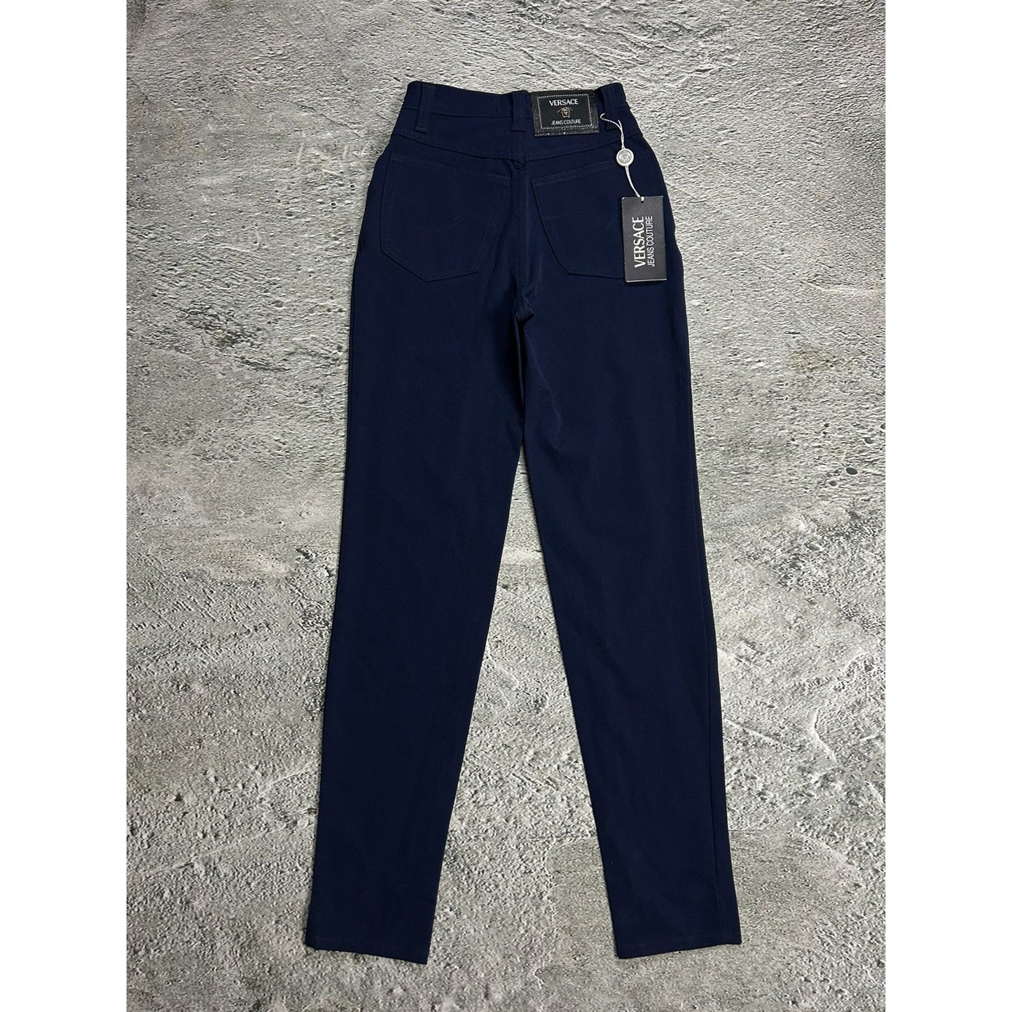 Versace Pants navy blue high rise slim jeans couture