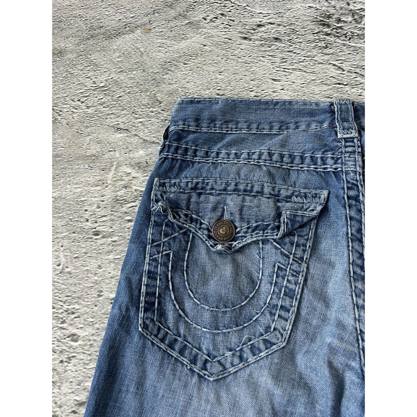 True Religion vintage jeans Blue thick stitching Vince Y2K