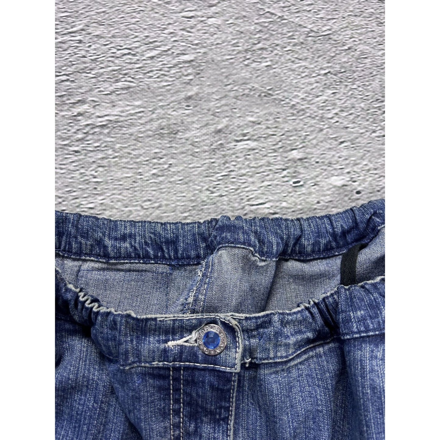 Y2K jeans flared floral embroidery rhinestone