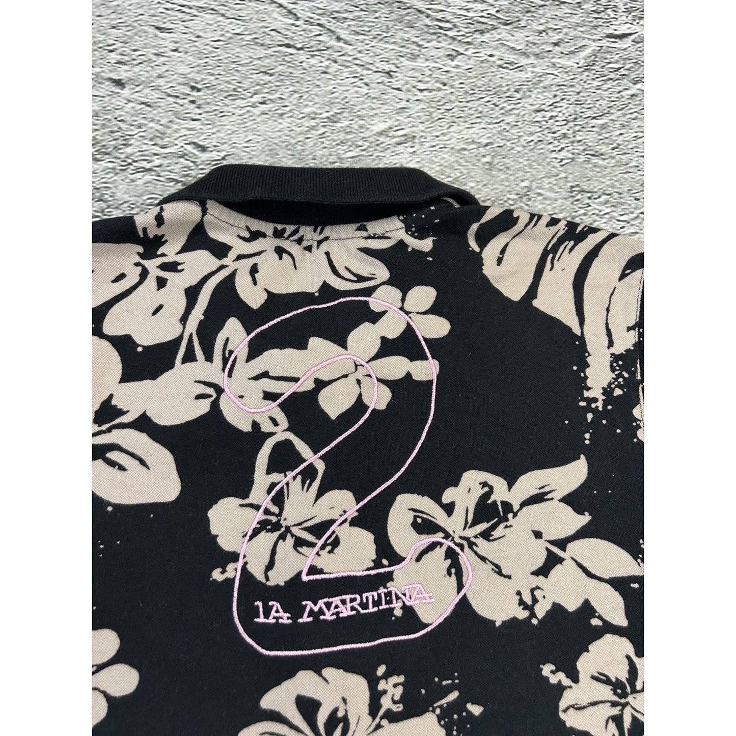 La Martina Polo T-shirt black floral big pony