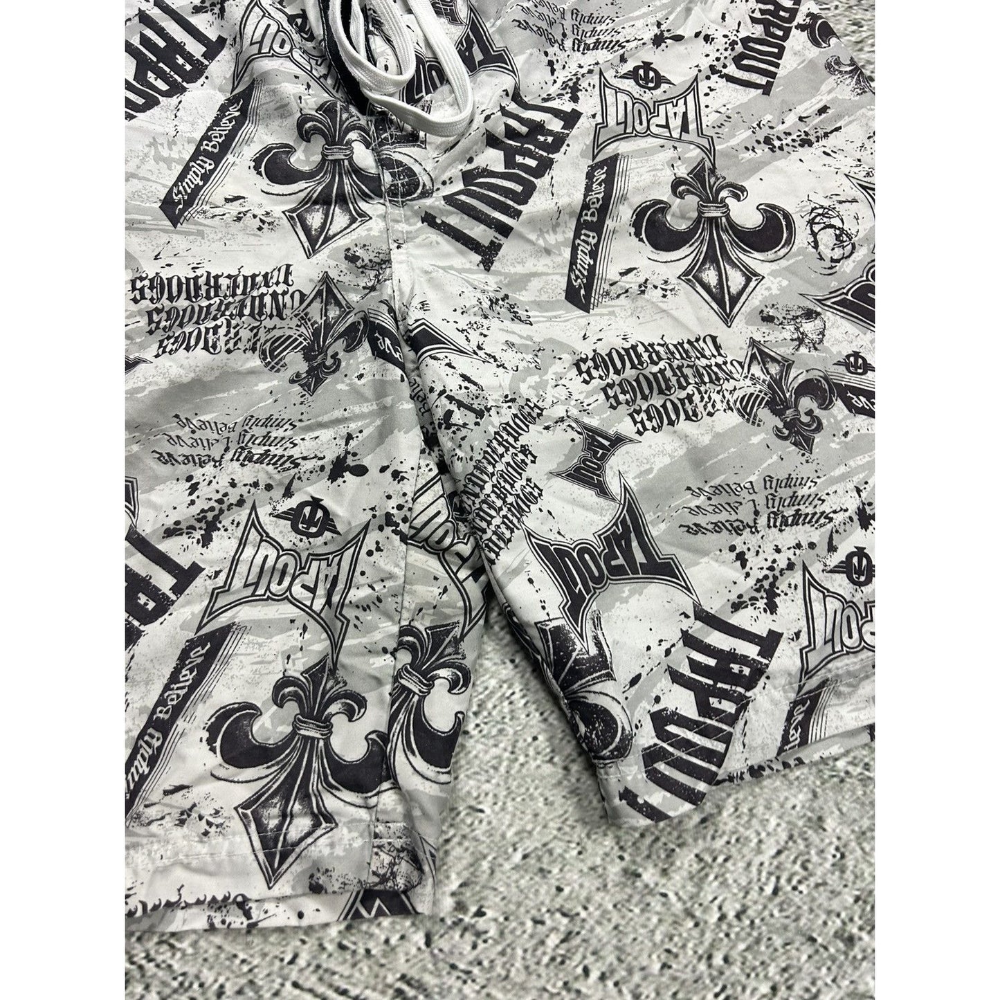 Tapout shorts vintage full print big logo boxing white black