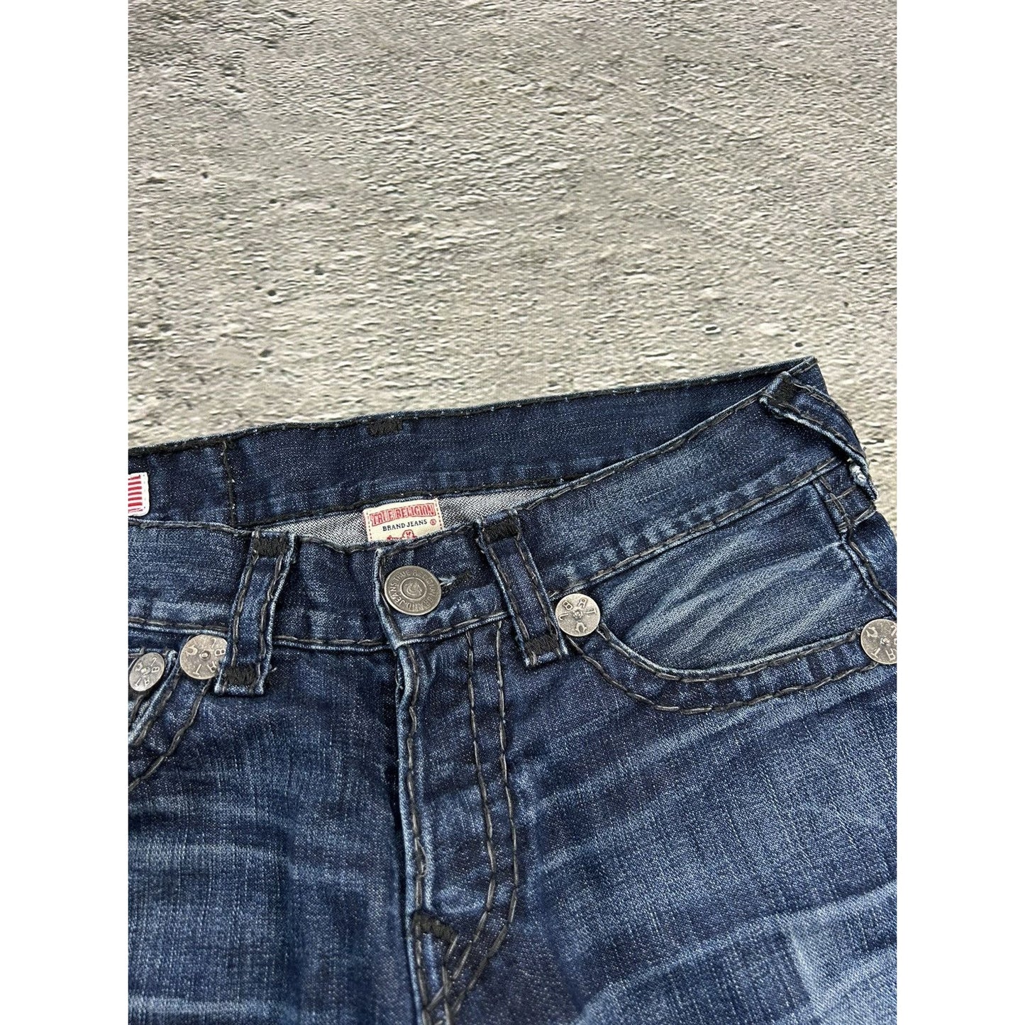 True Religion navy jeans black thick stitching Jack Big QT