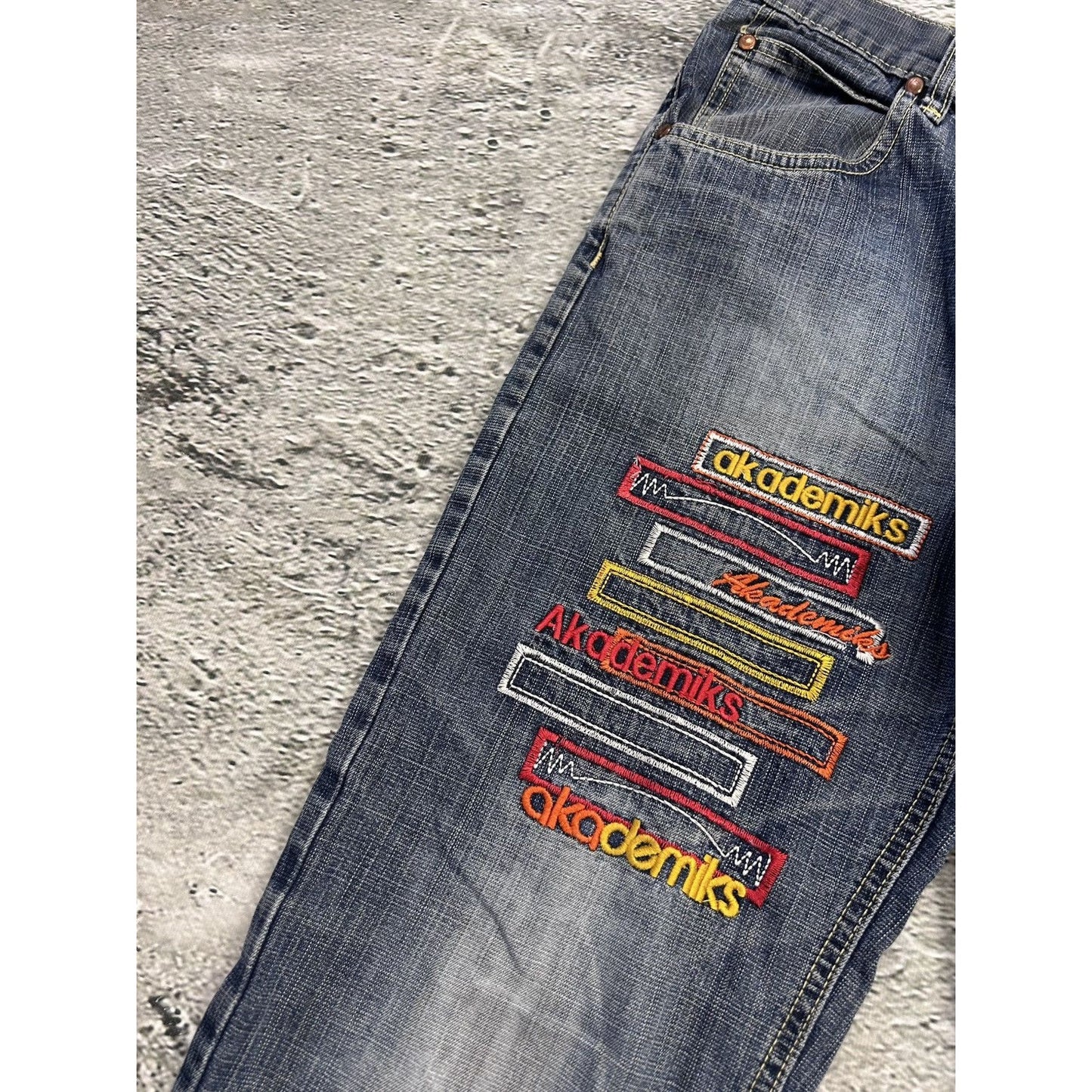 Akademiks Jeans vintage crazy embroidery Y2K blue