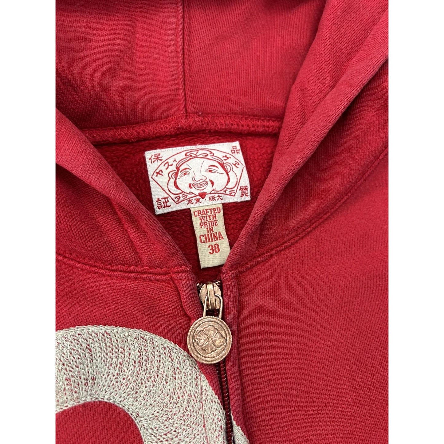 Evisu zip hoodie red vintage embroidery big seagull logo
