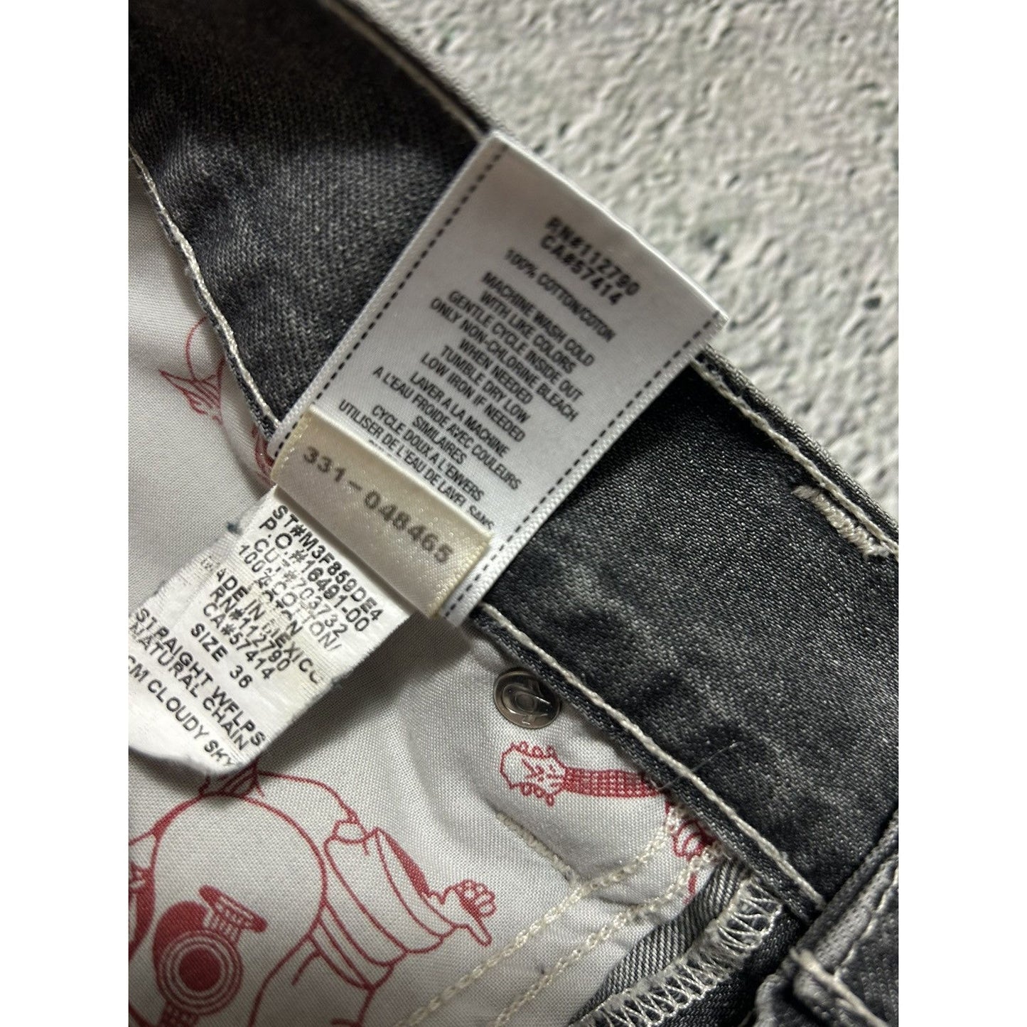 True Religion vintage grey jeans rope white stitching Ricky