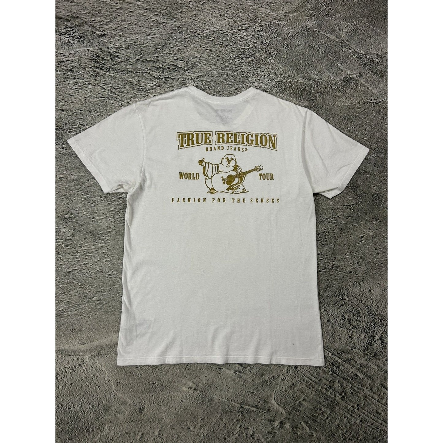 True Religion T-shirt white big gold logo