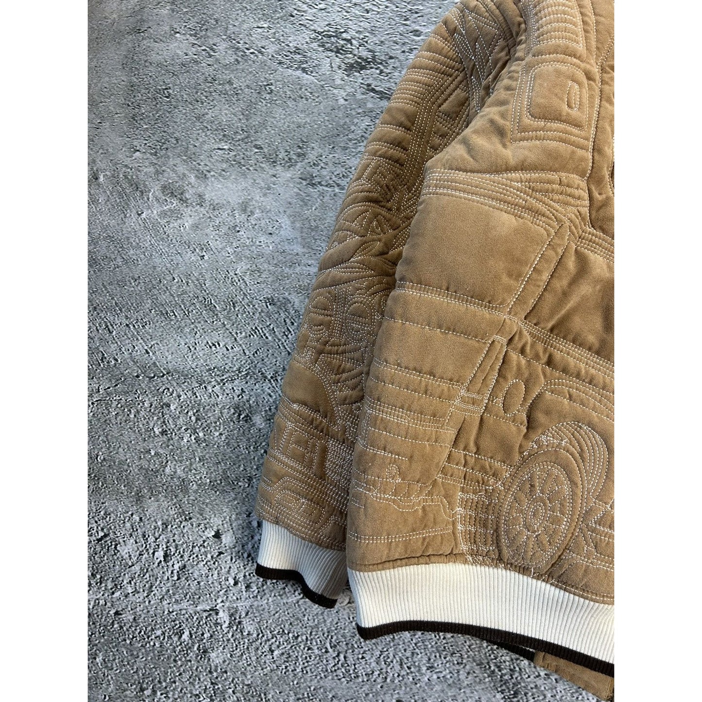 Pelle Pelle jacket big logo 90s brown bomber varsity quilted