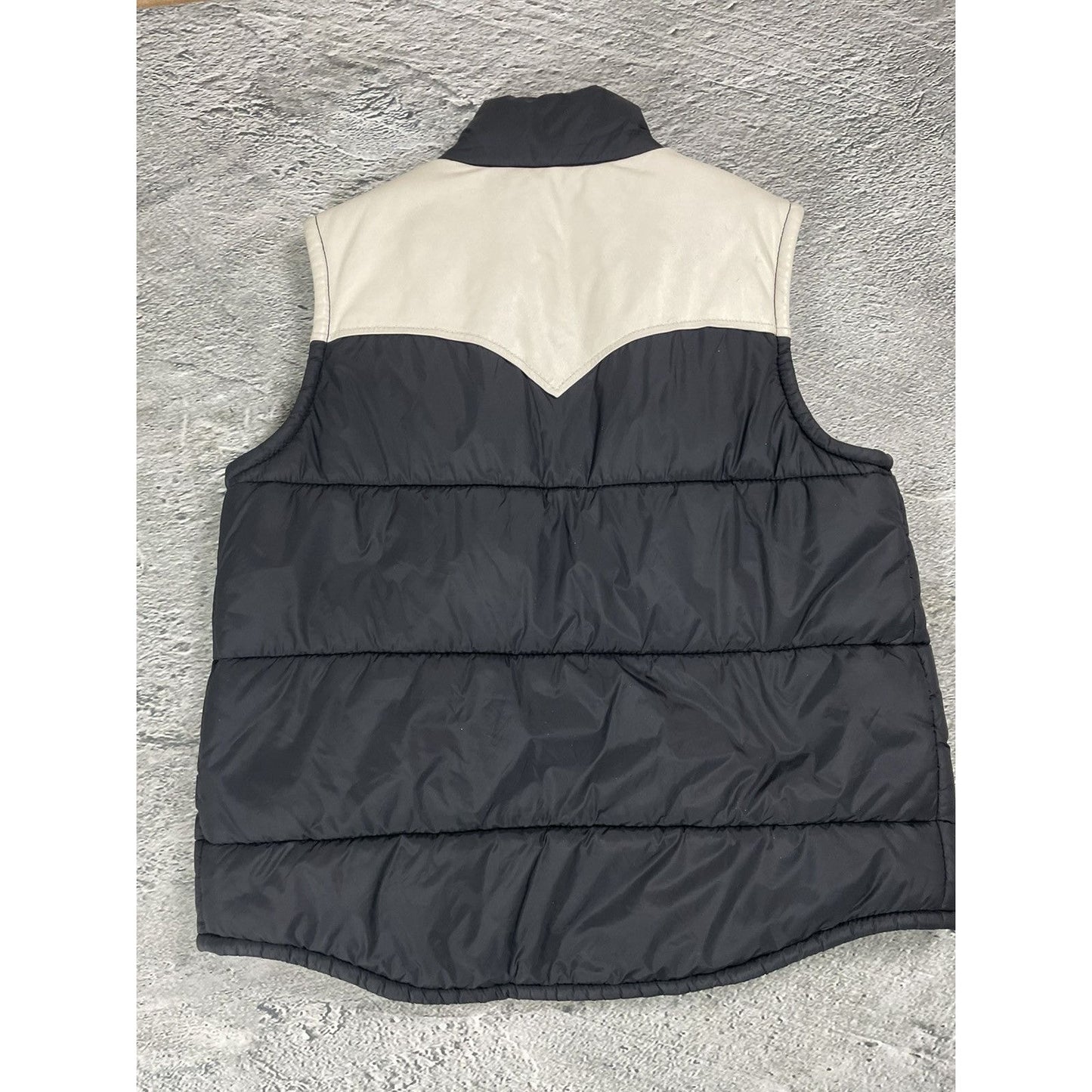 True Religion puffer jacket black leather patch