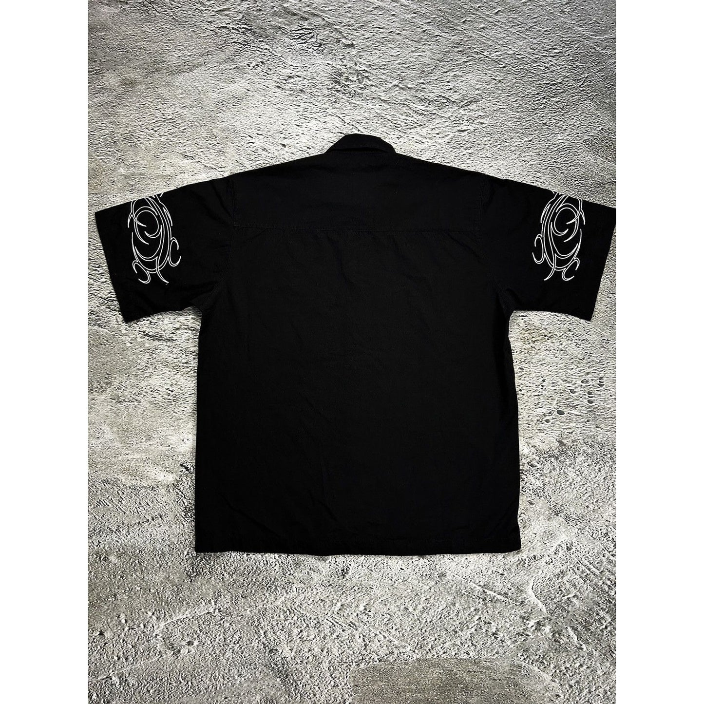 Fishbone Hawaiian Shirt black tribal vintage Y2K