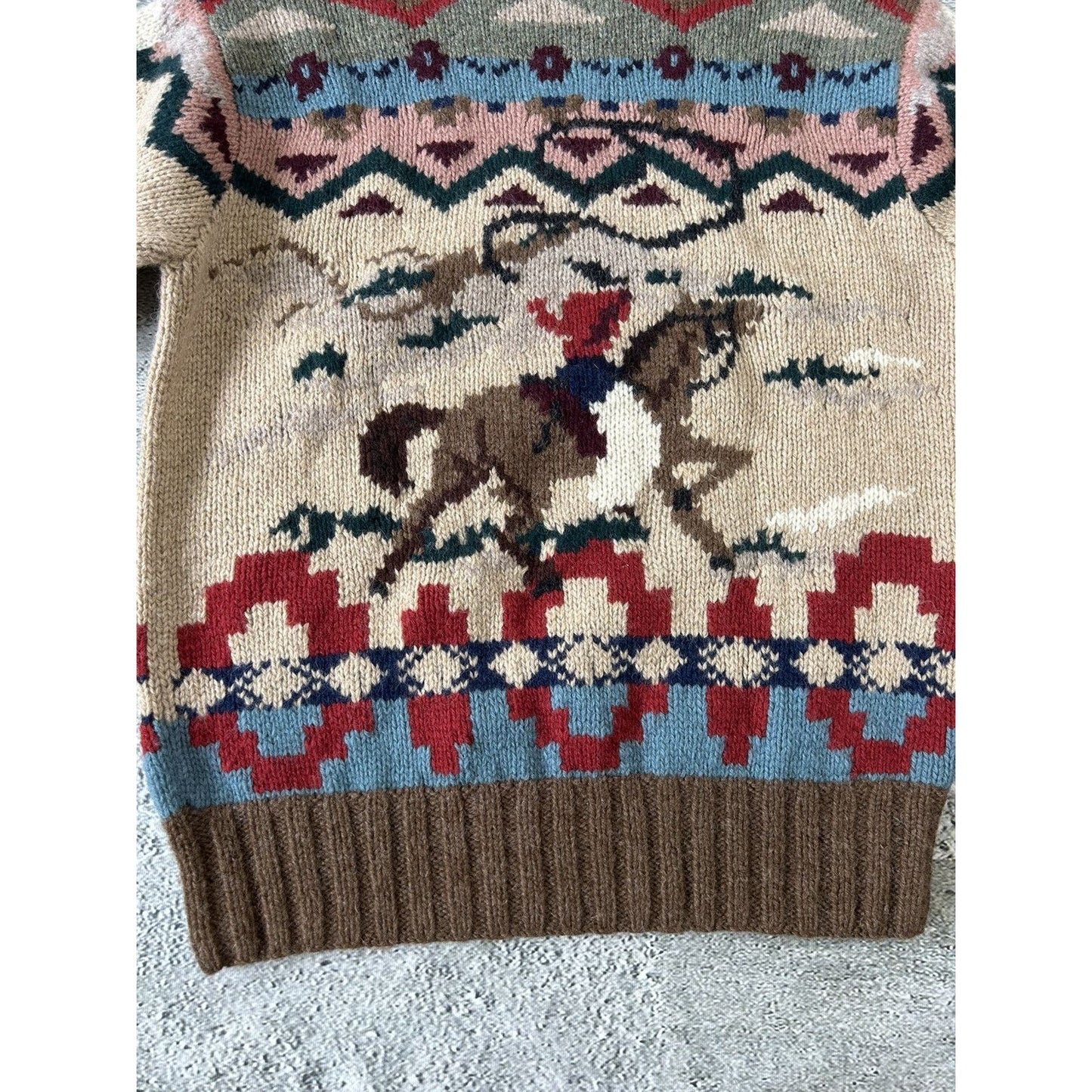 Polo Ralph Lauren Cowboy sweater hand knit 80s rare archival