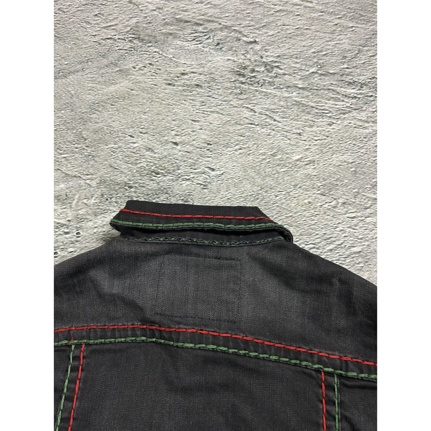 True Religion denim jacket trucker black green red