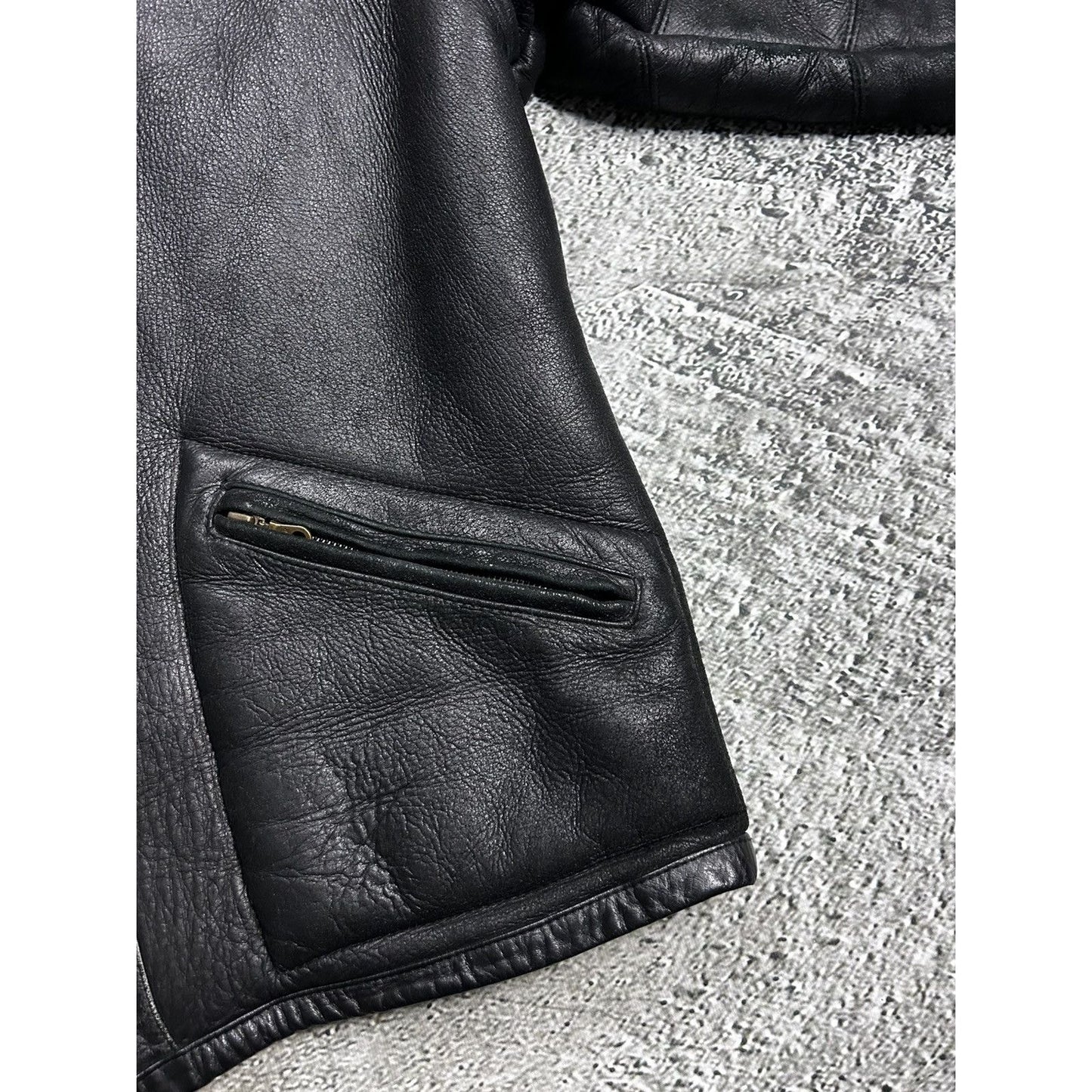 Pelle Pelle leather jacket sherpa fur black big logo 90s